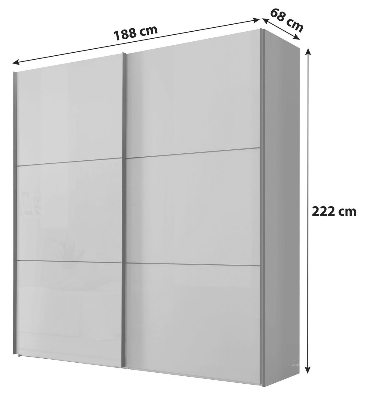 Ormar Sa Staklenim Kliznim Vratima Includo - bijela/tamno siva, Moderno, staklo/drvni materijal (188/222/68cm) - Premium Living