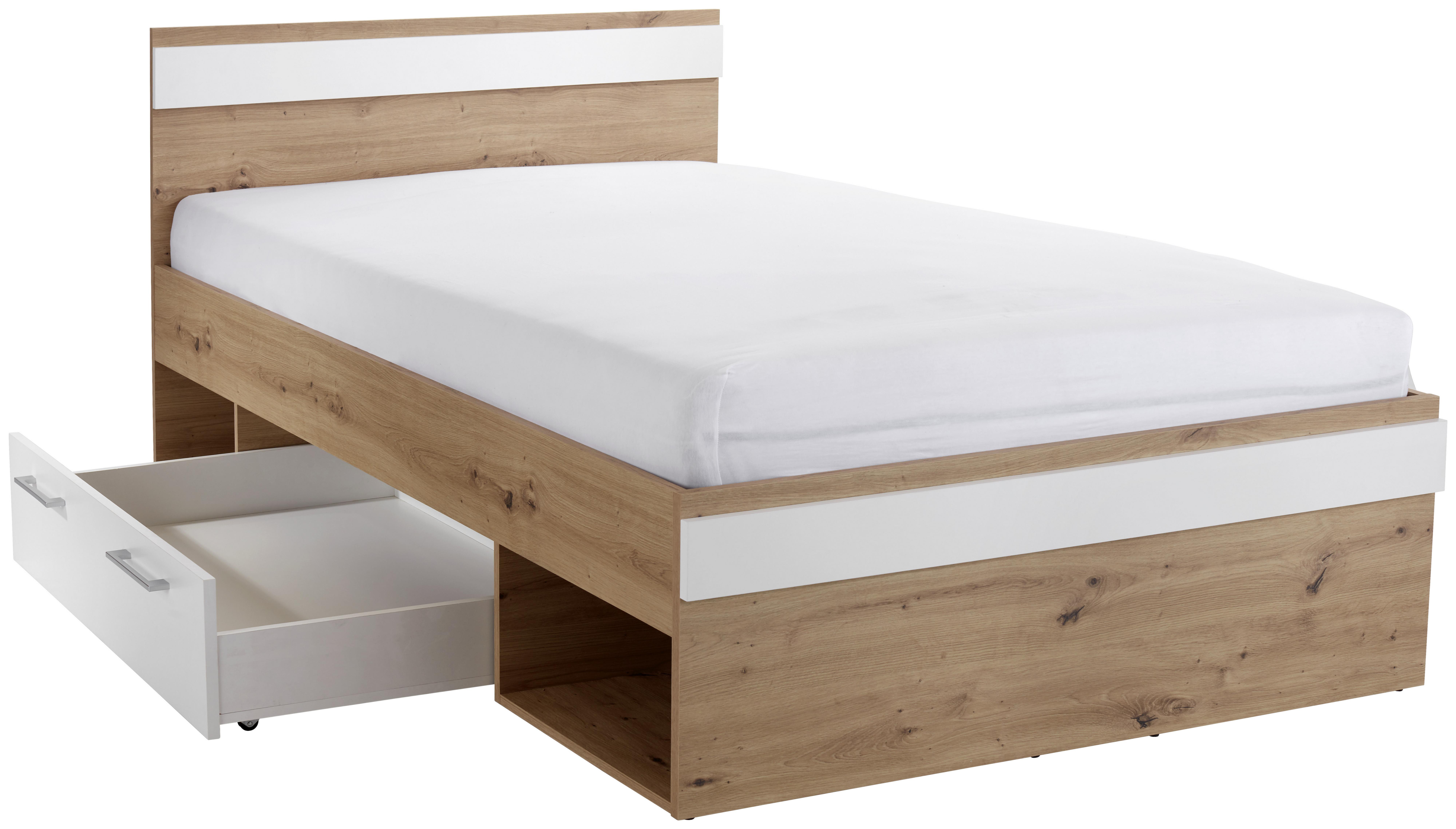 Krevet Box 120 - bela/hrast artisan, Moderno, pločasti materijal (120/200cm) - Mömax