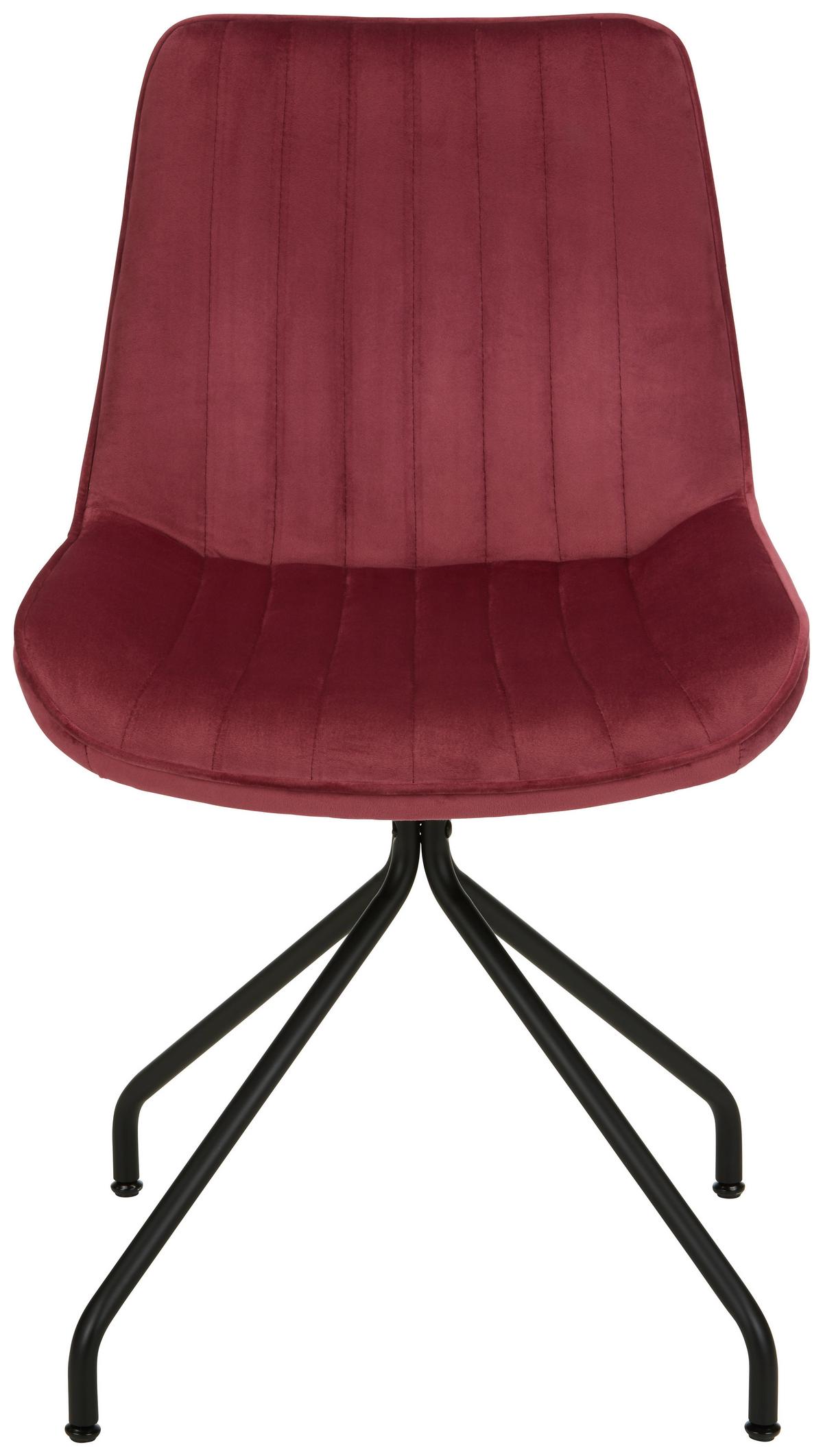 Stuhl aus Samt in Rot - Rot/Schwarz, Modern, Textil/Metall (50/83,5/51cm) - Mömax