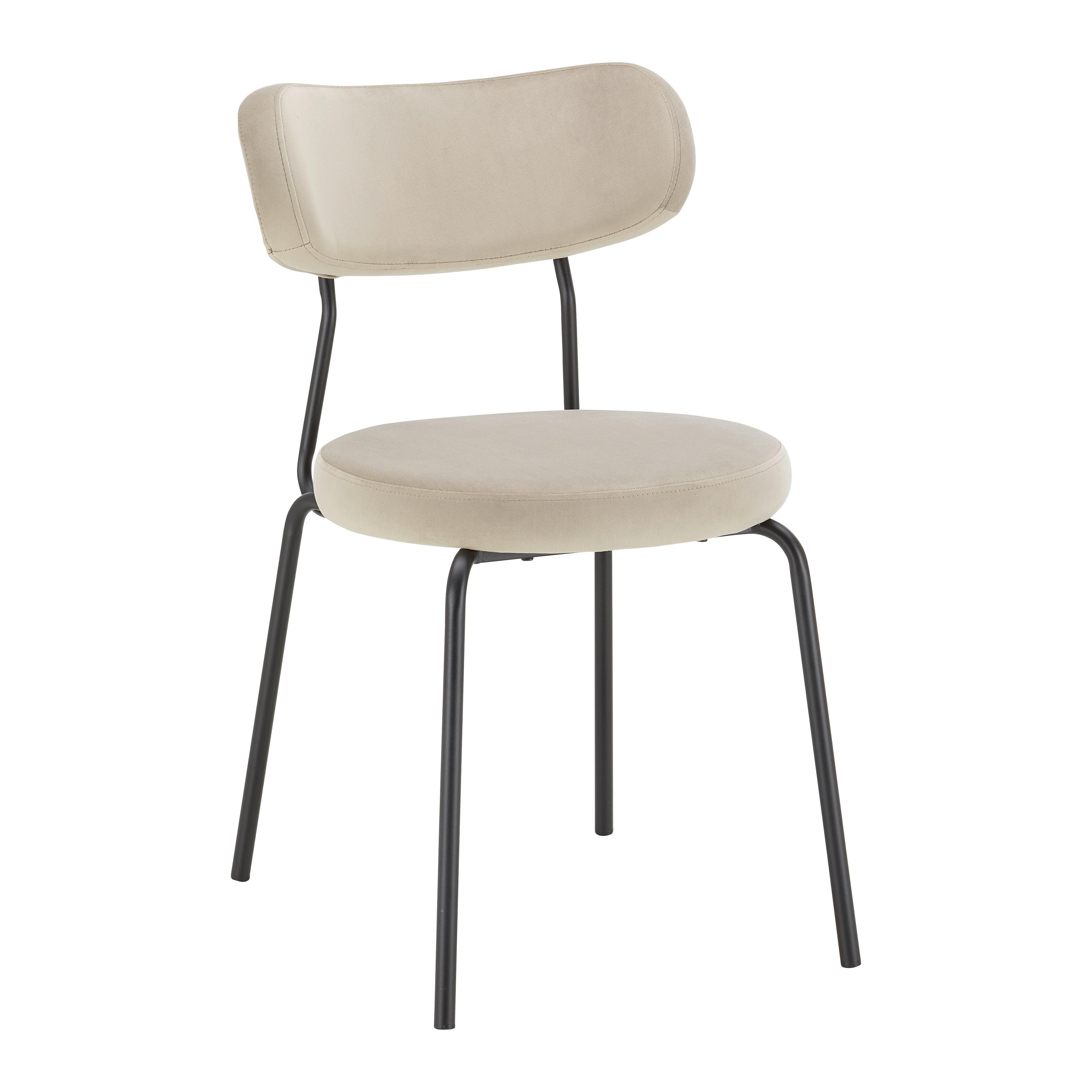 Stol Lea, Bež, Žamet - črna/bež, Moderno, kovina/tekstil (51/82/63cm) - Bessagi Home