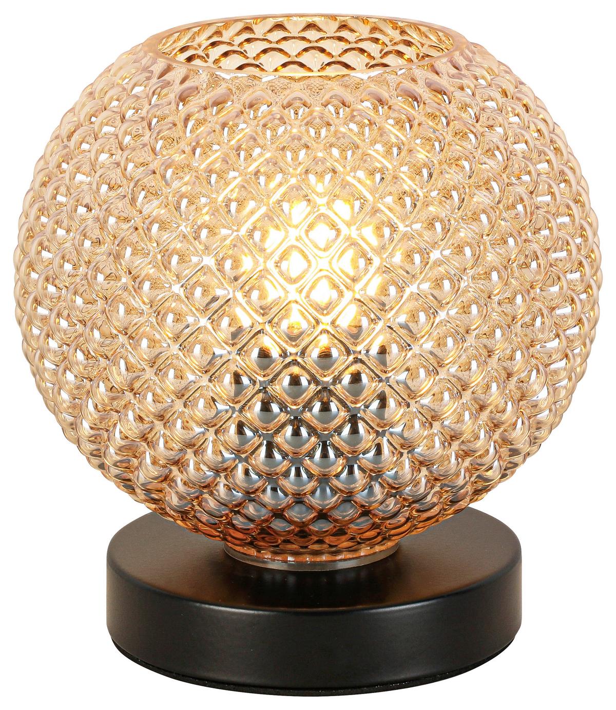 Asztali Lámpa Gudi - fekete/borostyánszínű, Modern, műanyag/Üveg (16/16,5cm) - Modern Living