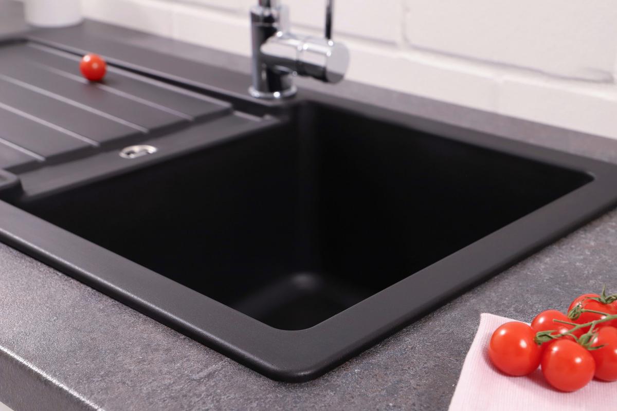 Pomivalno Korito Atlanta, 86x43cm - črna, Basics, kamen (86/20,5/43,5cm) - Respekta