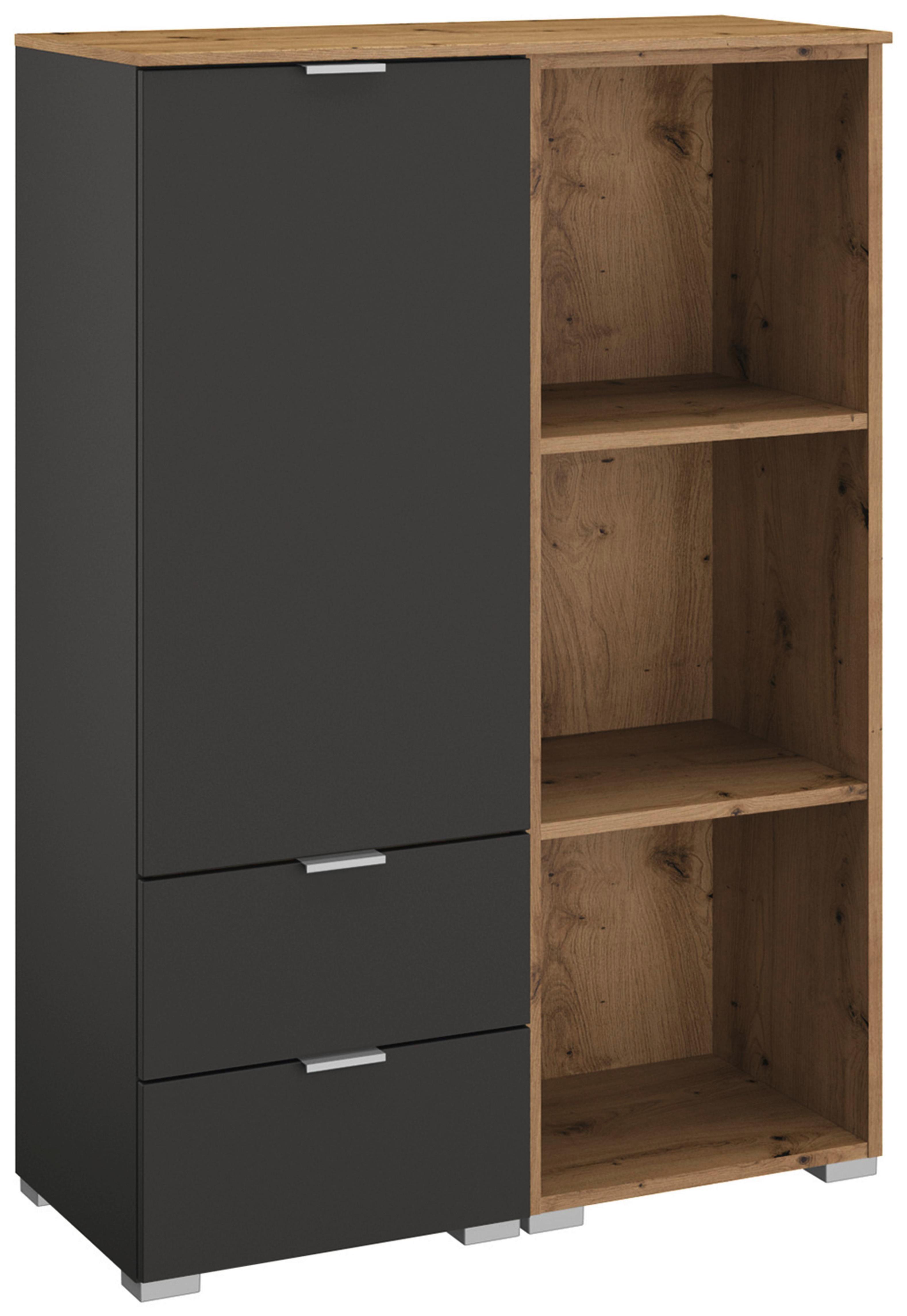 Komoda Lima, Barva Grafita, Barva Hrasta - barve aluminija/barve grafita, Trend, kovina/umetna masa (80/119/42cm) - Stylife