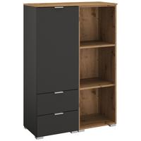 Komoda Lima, Barva Grafita, Barva Hrasta - barve aluminija/barve grafita, Trend, kovina/umetna masa (80/119/42cm) - Stylife