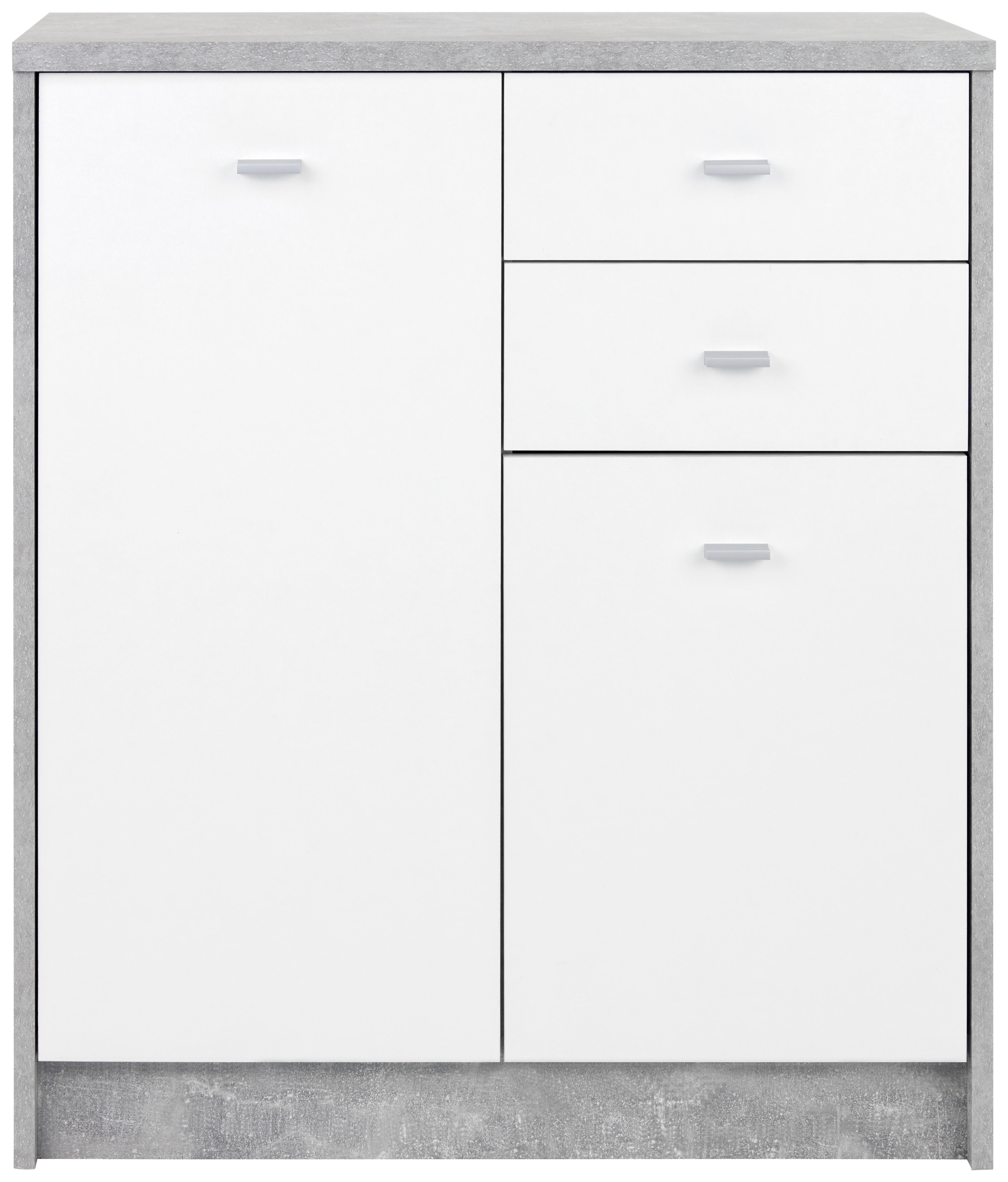KOMODA 4-YOU NEW YUK04 - chromowy/biały, Modern, materiał drewnopochodny/tworzywo sztuczne (74/85,4/34,6cm)