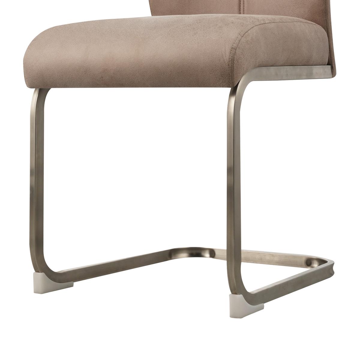 KRZESŁO NA PŁOZIE GUIDO - kolor naturalny/kolor stalowy, Design, metal/tkanina (43/97/57cm) - Carryhome