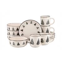 Frühstücksservice Nordic Christmas Black, 12-tlg. - Schwarz/Weiß, Basics, Keramik - Creatable