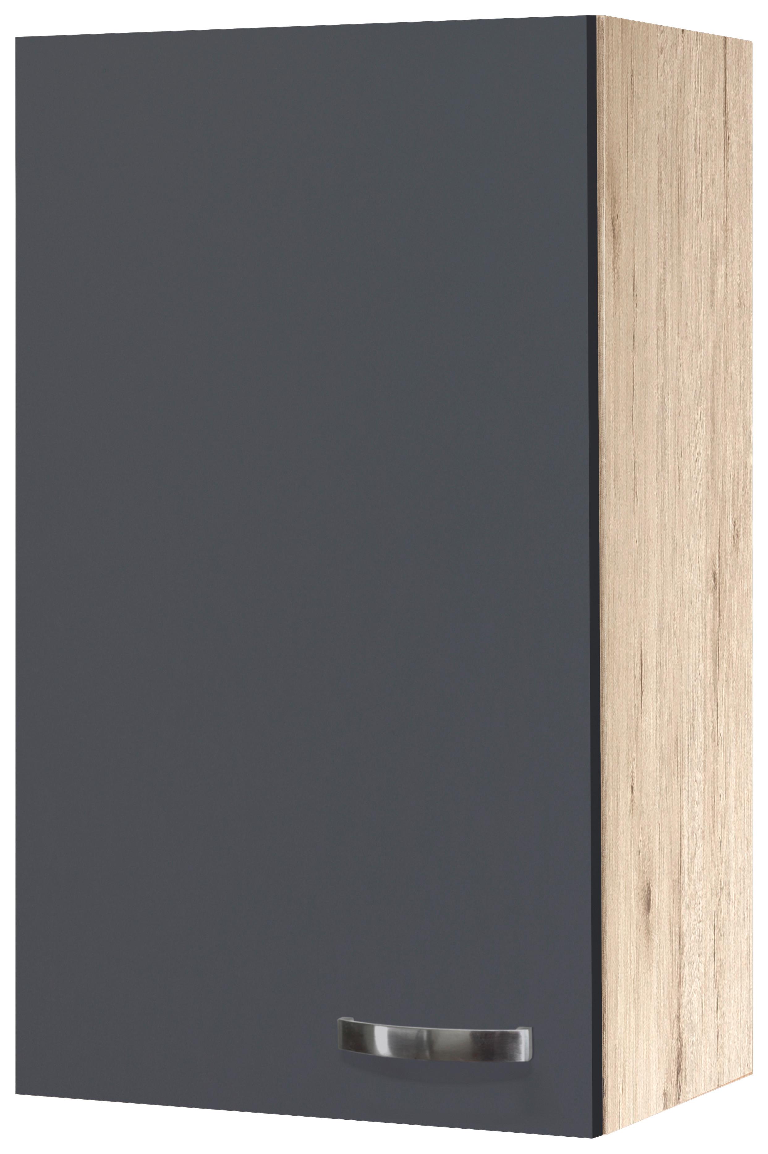 Küchenoberschrank Shadow ca. 50x89x32 cm Grau/Eiche - Edelstahlfarben/Dunkelgrau, MODERN, Holzwerkstoff/Metall (50/89/32cm) - FlexWell