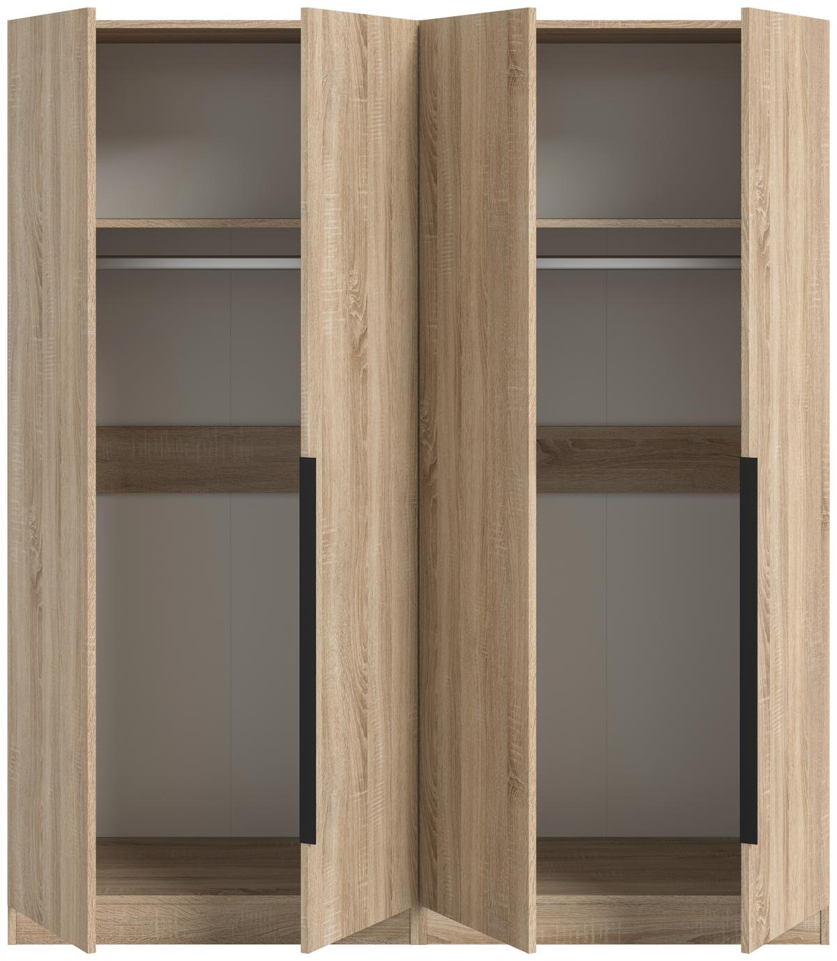 Drehtürenschrank KOPENHAGEN ca.160x181x52cm Sonoma Eiche - Schwarz/Sonoma Eiche, MODERN, Holzwerkstoff/Kunststoff (160/181/52cm) - MID.YOU