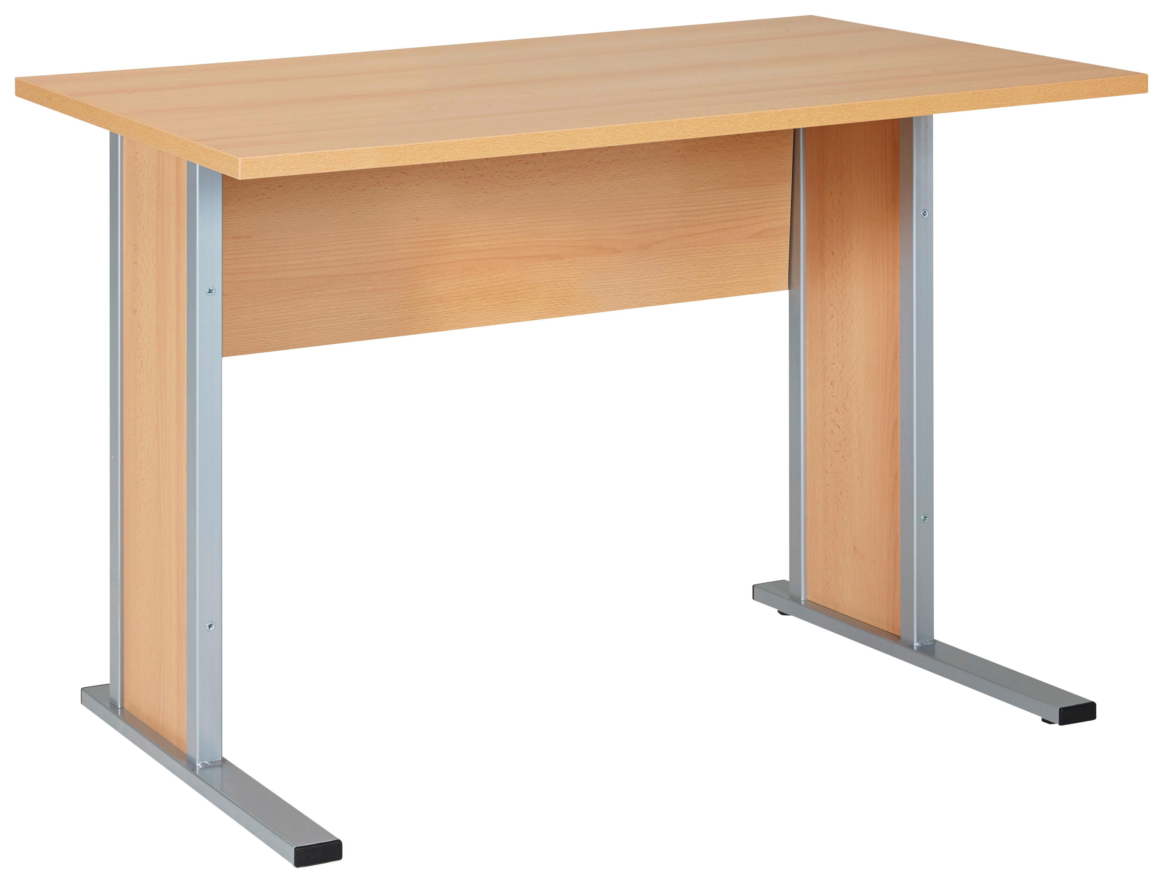 Schreibtisch "Serie 4000" ca 90x65 cm, buche - Buchefarben/Silberfarben, Basics, Holzwerkstoff/Metall (90/65/72,2cm) - MID.YOU