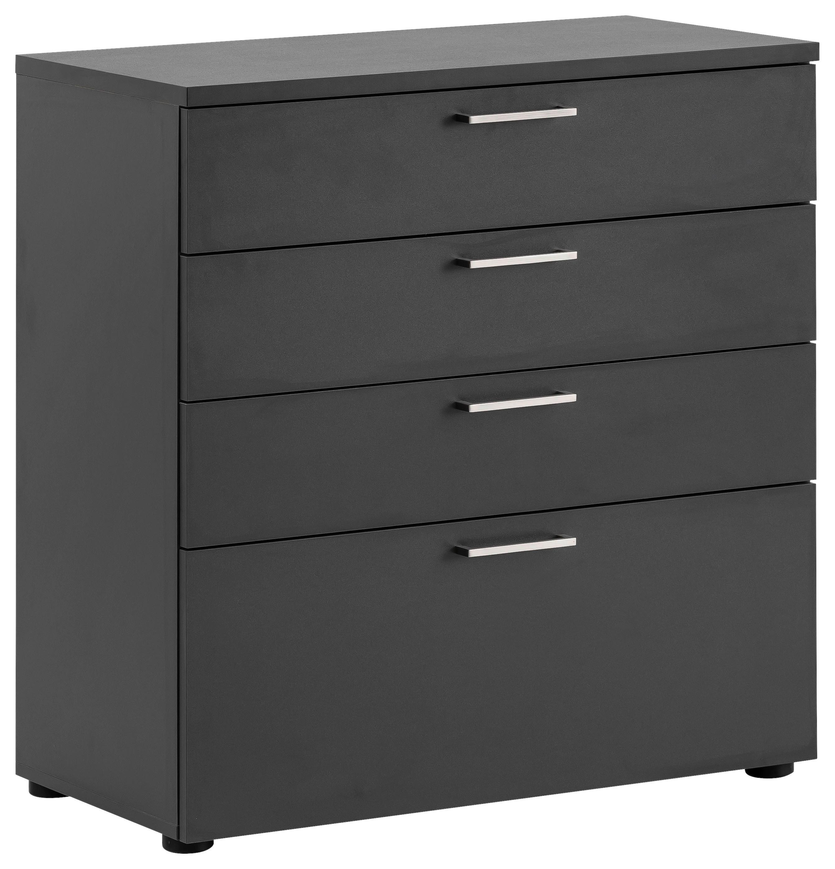 Kommode "Serie 1500" , anthrazit - Anthrazit/Silberfarben, KONVENTIONELL, Holzwerkstoff/Kunststoff (80,2/84,2/41cm) - MID.YOU