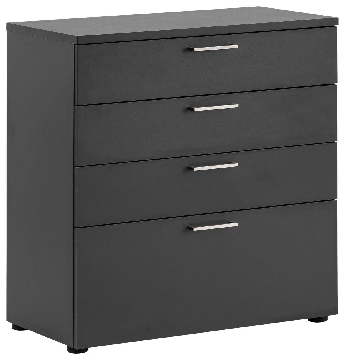 Kommode "Serie 1500" , anthrazit - Anthrazit/Silberfarben, KONVENTIONELL, Holzwerkstoff/Kunststoff (80,2/84,2/41cm) - MID.YOU