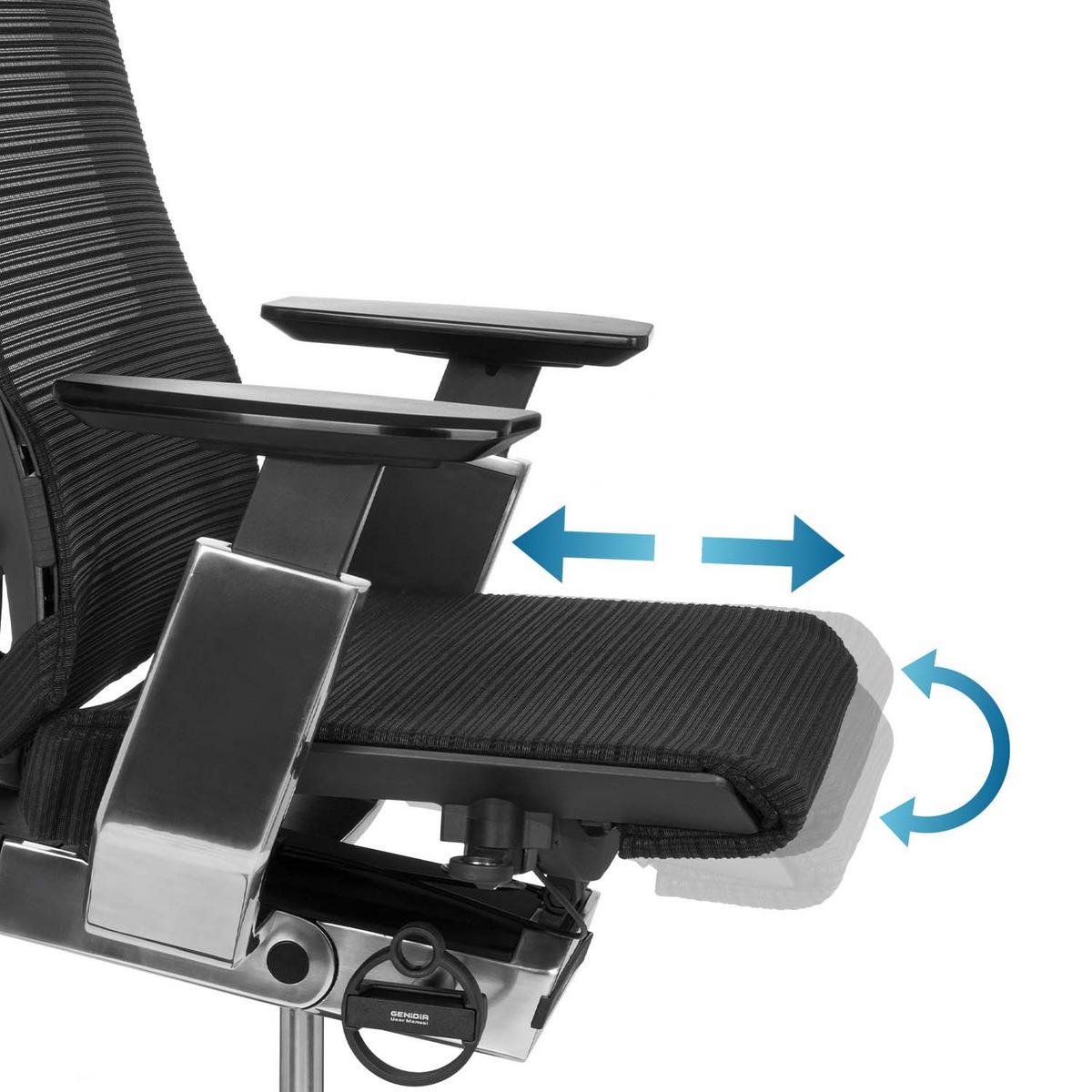 Pisarniški Stol Genidia Smart Black, Črna - barve kroma/črna, Moderno, umetna masa/tekstil (70/112/55cm) - MID.YOU