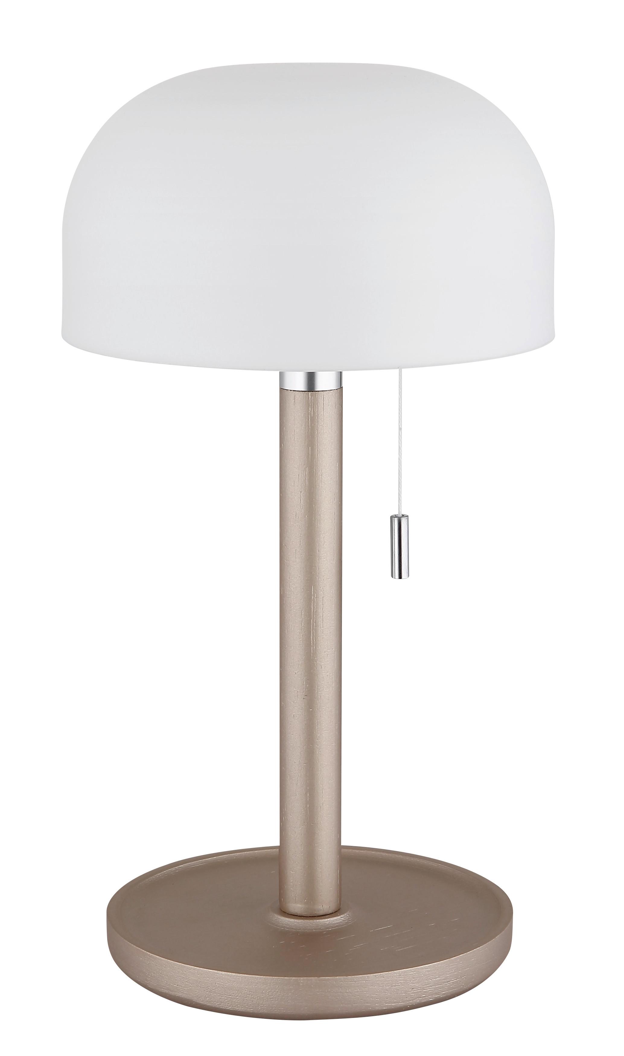 Akku-Tischleuchte Norman Weiß/Champagner max. 1,5 Watt - Champagner/Opal, Trend, Holz/Kunststoff (15/28cm) - Globo