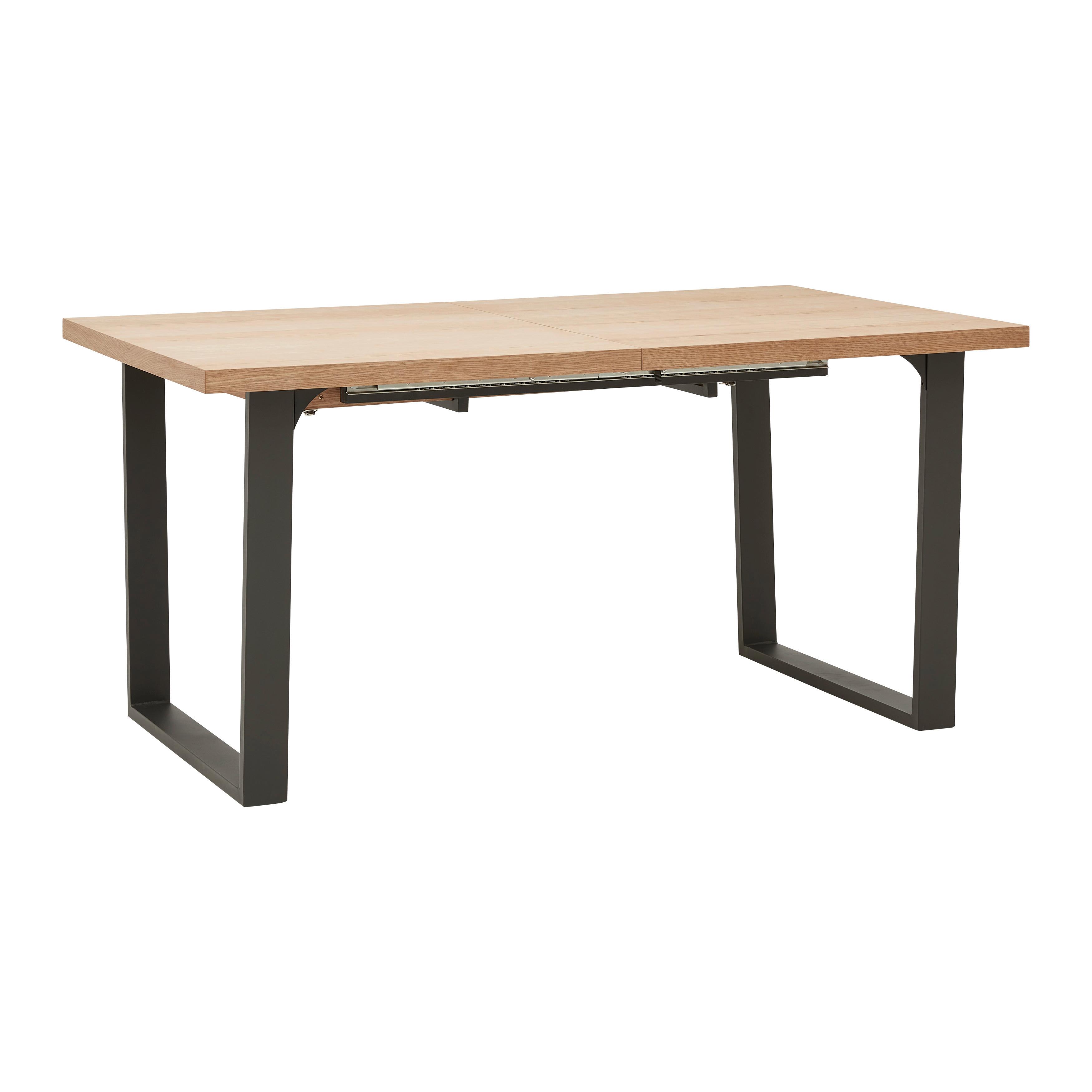 Esstisch ausziehbar Kilian Echtholz furniert/MDF - Eichefarben/Schwarz, MODERN, Holz/Metall (150-190/75/90cm) - Bessagi Home
