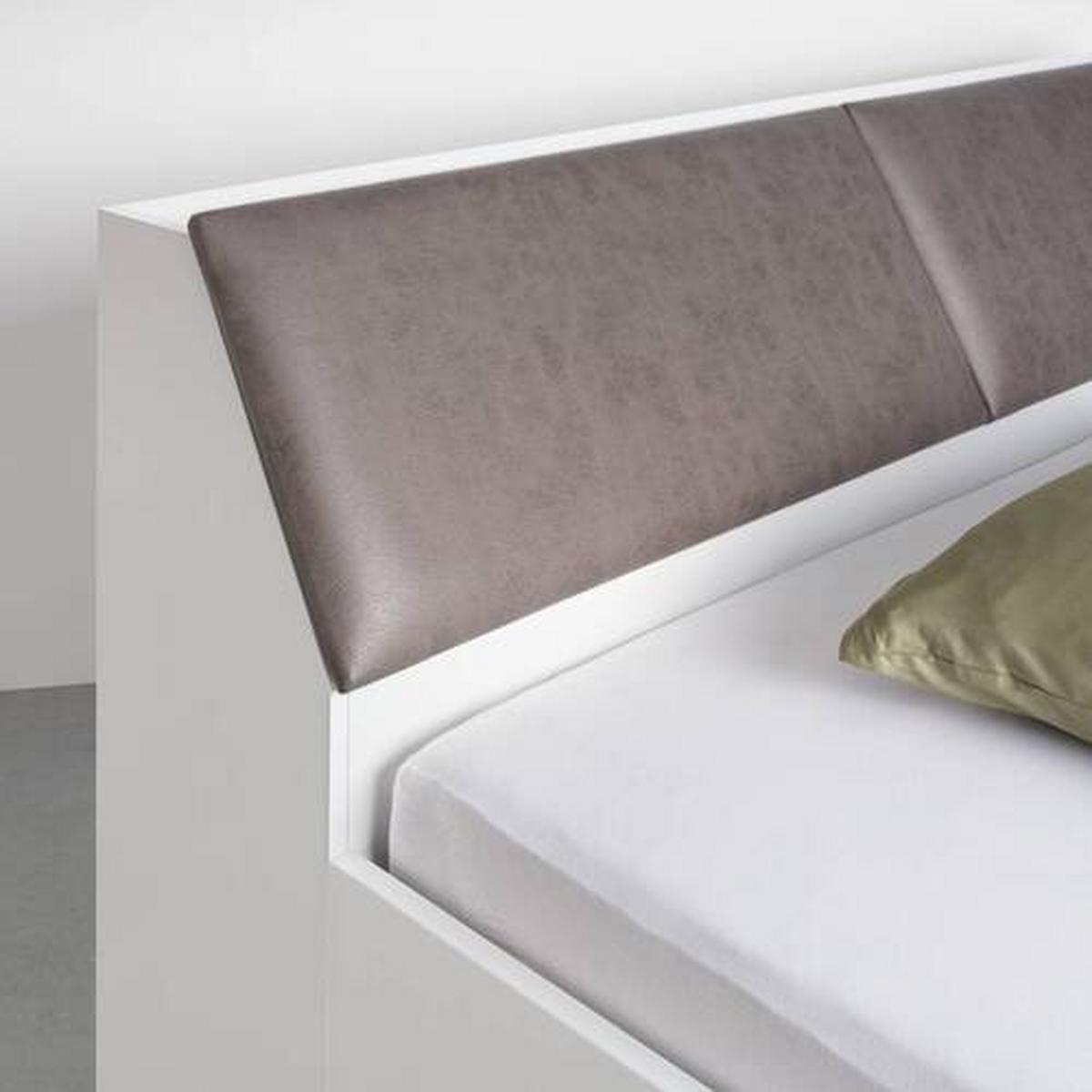 Stauraumbett in Weiss ca. 140x200cm - Weiss/Grau, Konventionell, Holzwerkstoff/Textil (140/200cm) - Mömax