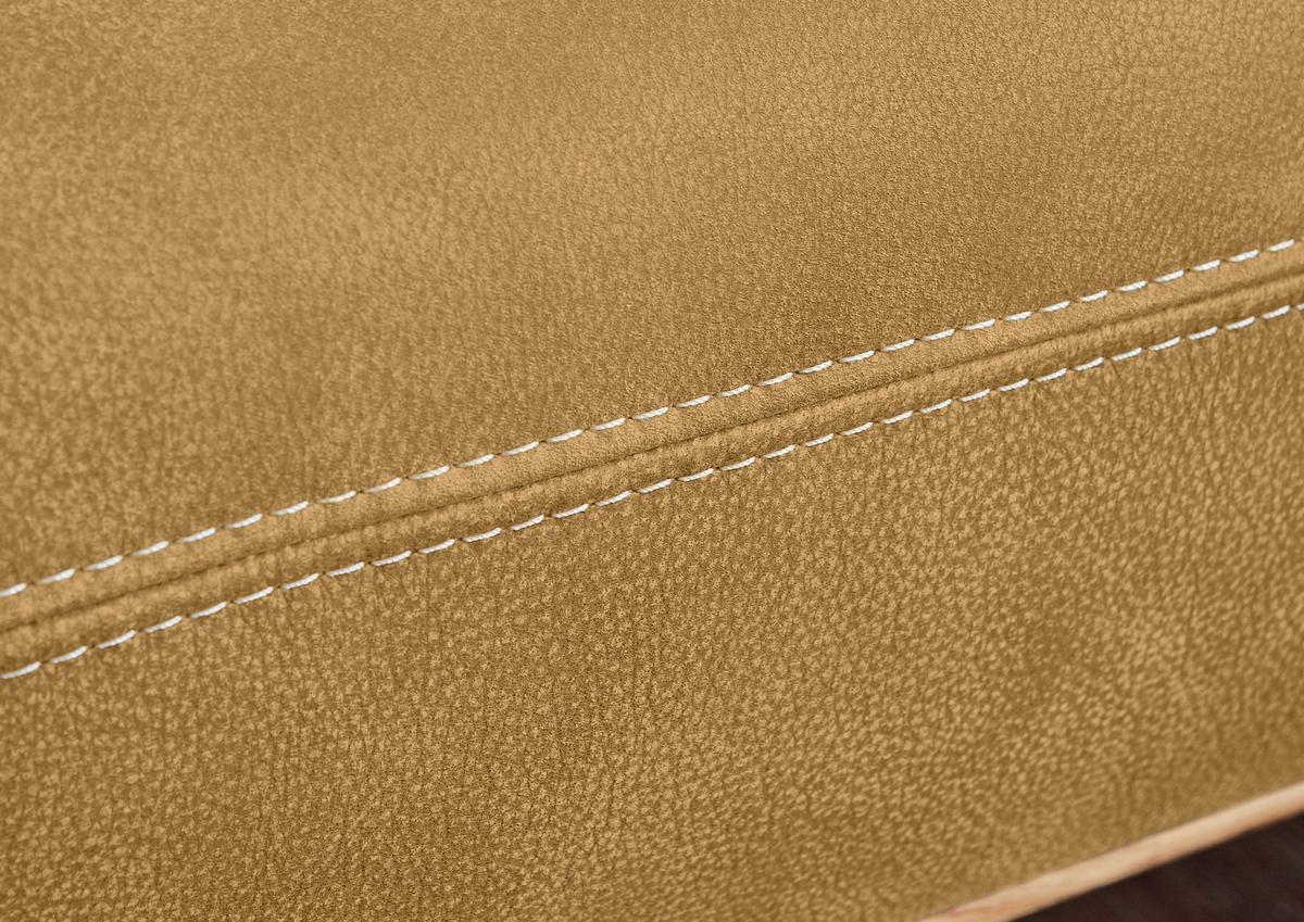 Wohnlandschaft Erling Dunkelgelb - Beige/Dunkelgelb, MODERN, Leder/Metall (322/89/187cm) - Premium Living