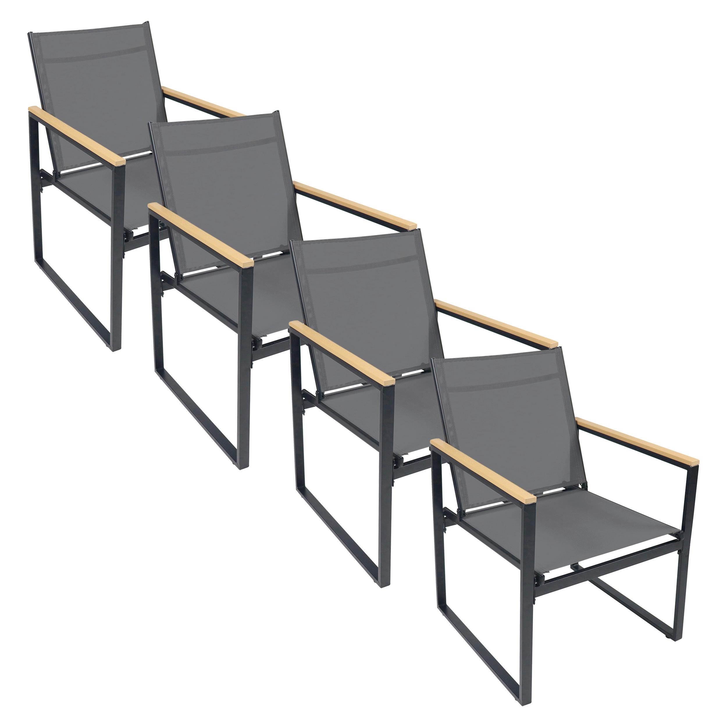 Gartenstuhl-Set Volasi 4er-Set ca. 54x83 cm Anthrazit - Honigeiche/Anthrazit, MODERN, Holzwerkstoff/Kunststoff (54/83/65cm) - MID.YOU