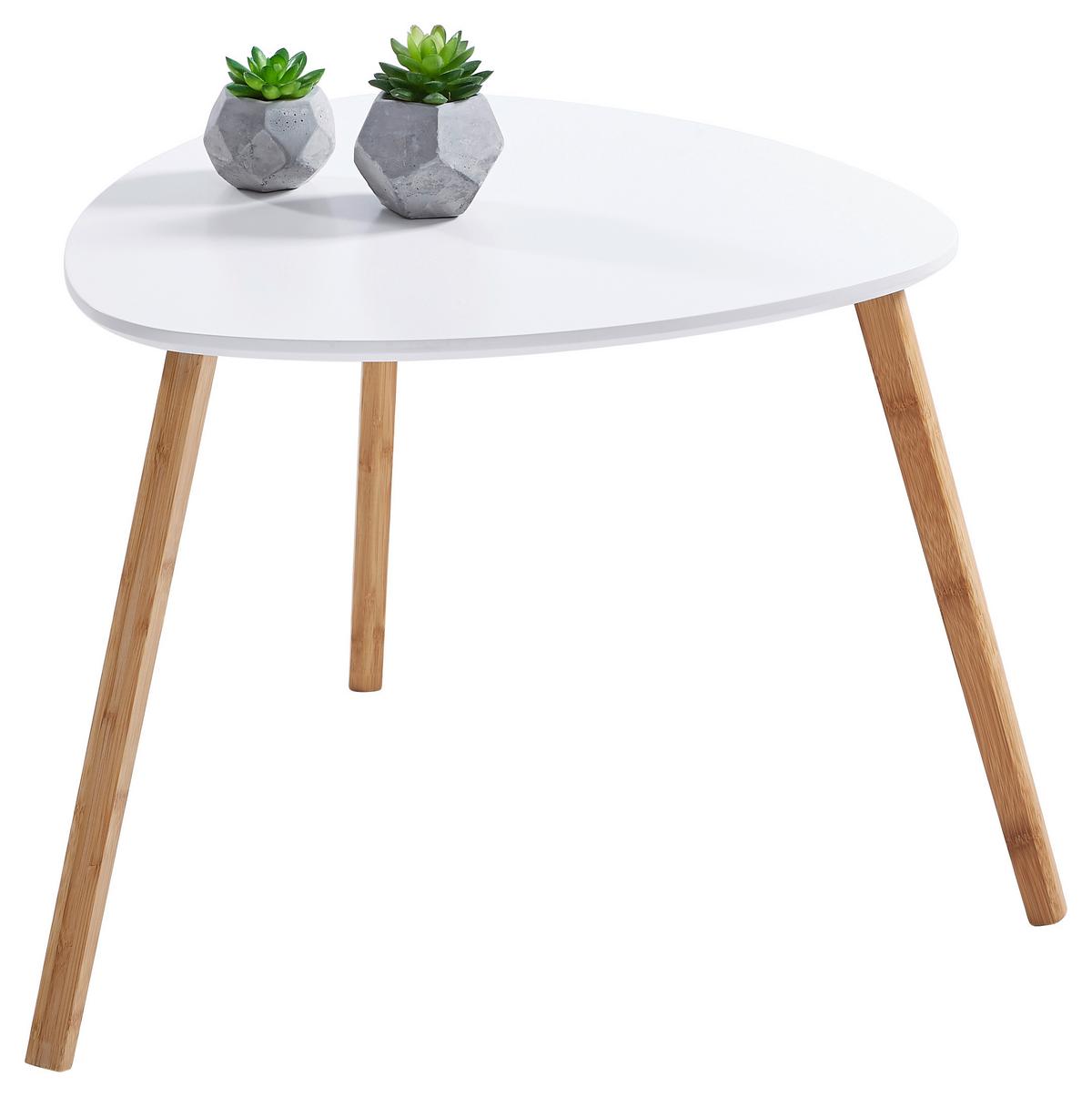 STOLIK BOCZNY MONA L - kolor naturalny/biały, Design, materiał drewnopochodny/drewno (55/55/45cm) - Carryhome