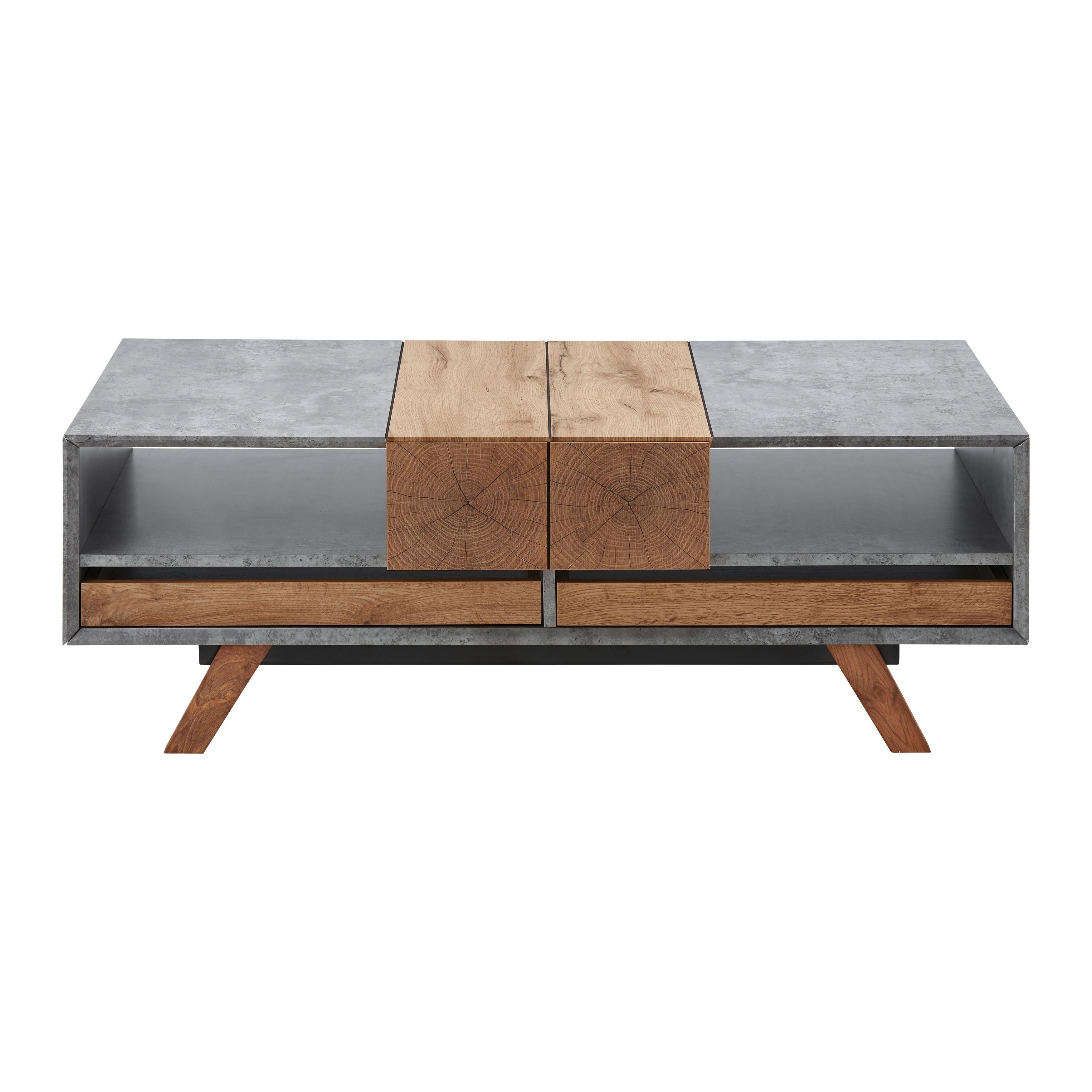 Couchtisch "Casper", ca.60x120cm, grau - Eichefarben/Grau, MODERN, Holz (60/120/42cm) - Bessagi Home