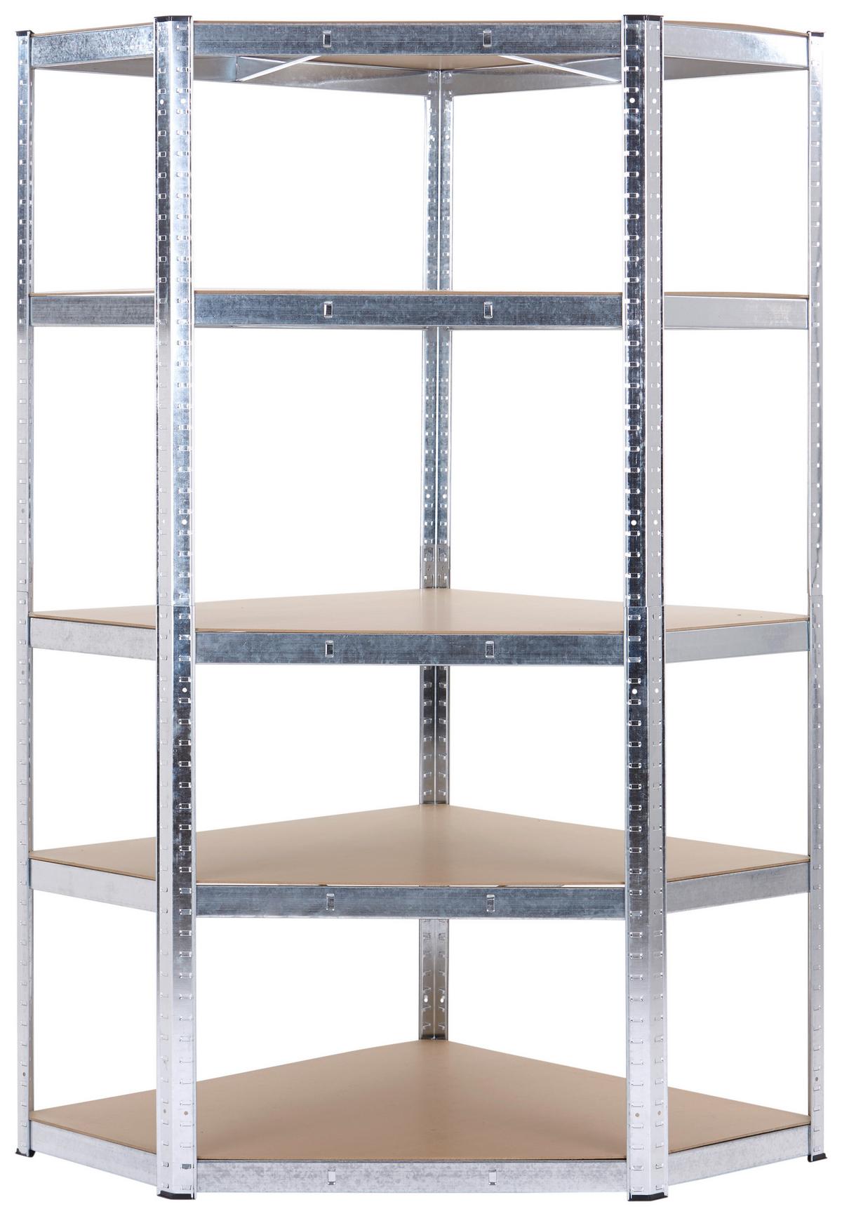 Kotni Regal Z Visoko Nosilnostjo Noah, Srebrna - srebrne barve, Trend, kovina/leseni material (90/40/180cm) - Homezone