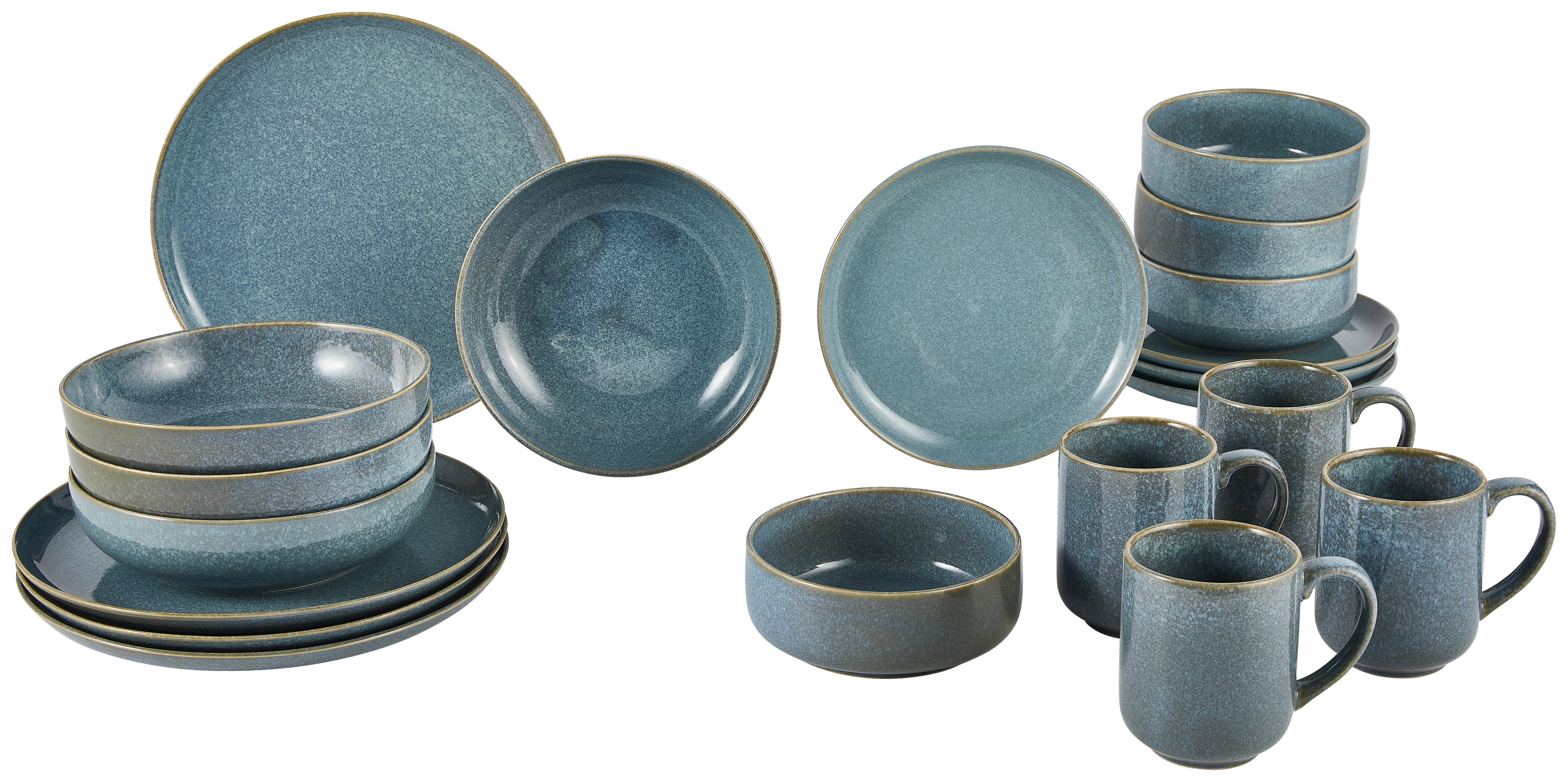 SERWIS OBIADOWO-ŚNIADANIOWY MARBELLA - niebieski, Trend, ceramika - Novel