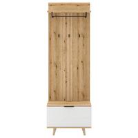 PRZEDPOKÓJ NORDIC D - kolor dębowy/biały, Design, materiał drewnopochodny (65/204/40cm) - MID.YOU