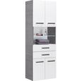 Hochschrank Weiß/Anthrazit - Chromfarben/Mooreichefarben, MODERN, Glas/Holzwerkstoff (60/175,5/36cm) - Premium Living Hochschrank Weiß/Anthrazit - Chromfarben/Mooreichefarben, MODERN, Glas/Holzwerkstoff (60/175,5/36cm) - Premium Living