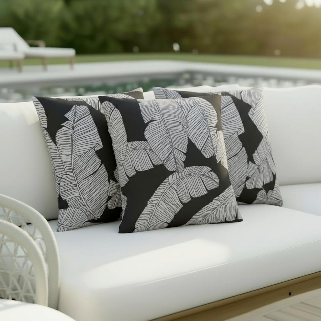 Outdoorkissen Natalia Schwarz/Weiß ca. 45x45 cm - Schwarz/Weiß, MODERN, Textil (45/45/10cm) - Bessagi Garden