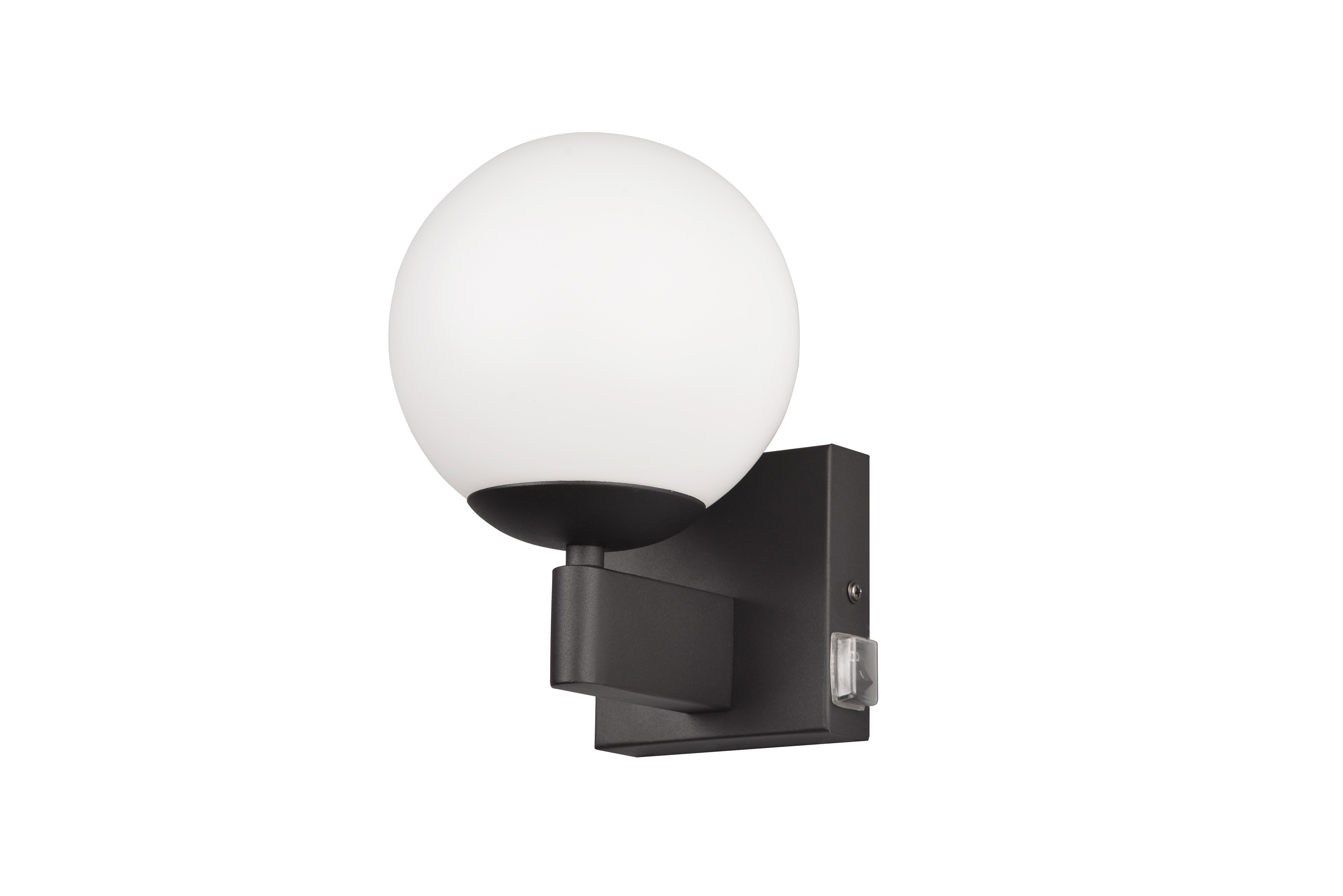 Wandleuchte Kula Schwarz max. 10 Watt - Schwarz/Weiß, MODERN, Glas/Metall (14/20cm) - Trio Leuchten