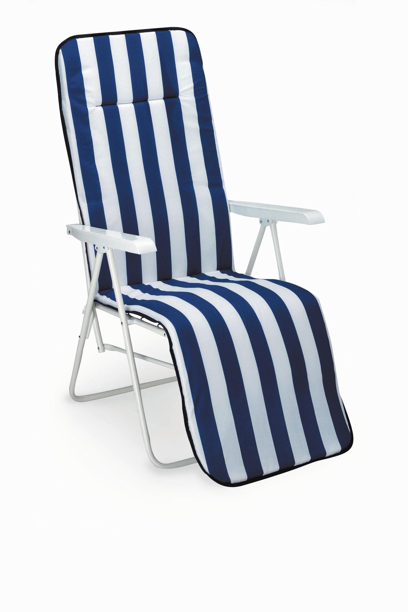 Relaxliege Chiemsee Blau/Weiß - Blau/Weiß, Basics, Textil/Metall (58/108/75cm) - Gardenson