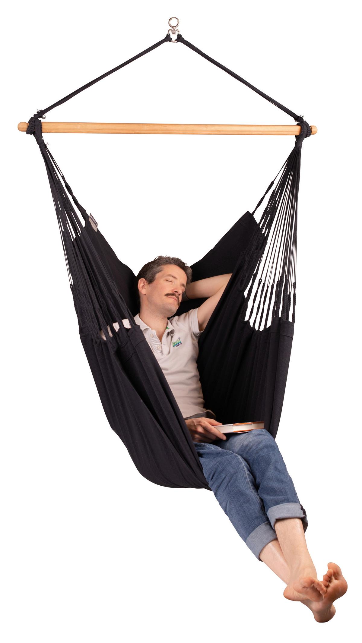 Hängesessel Comfort Hammock Chair Schwarz - Schwarz, KONVENTIONELL, Holz/Textil (110cm) - La Siesta