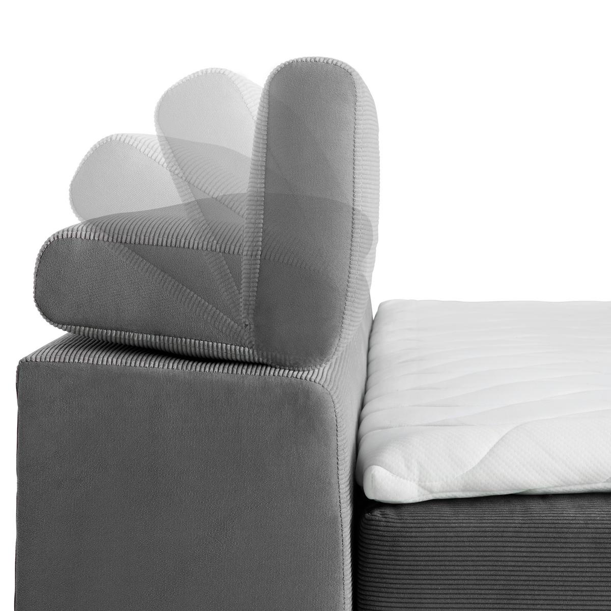 Boxspringbett Sevilla Grau ca. 140x200cm - Schwarz/Grau, KONVENTIONELL, Holz/Kunststoff (140/200cm) - Premium Living