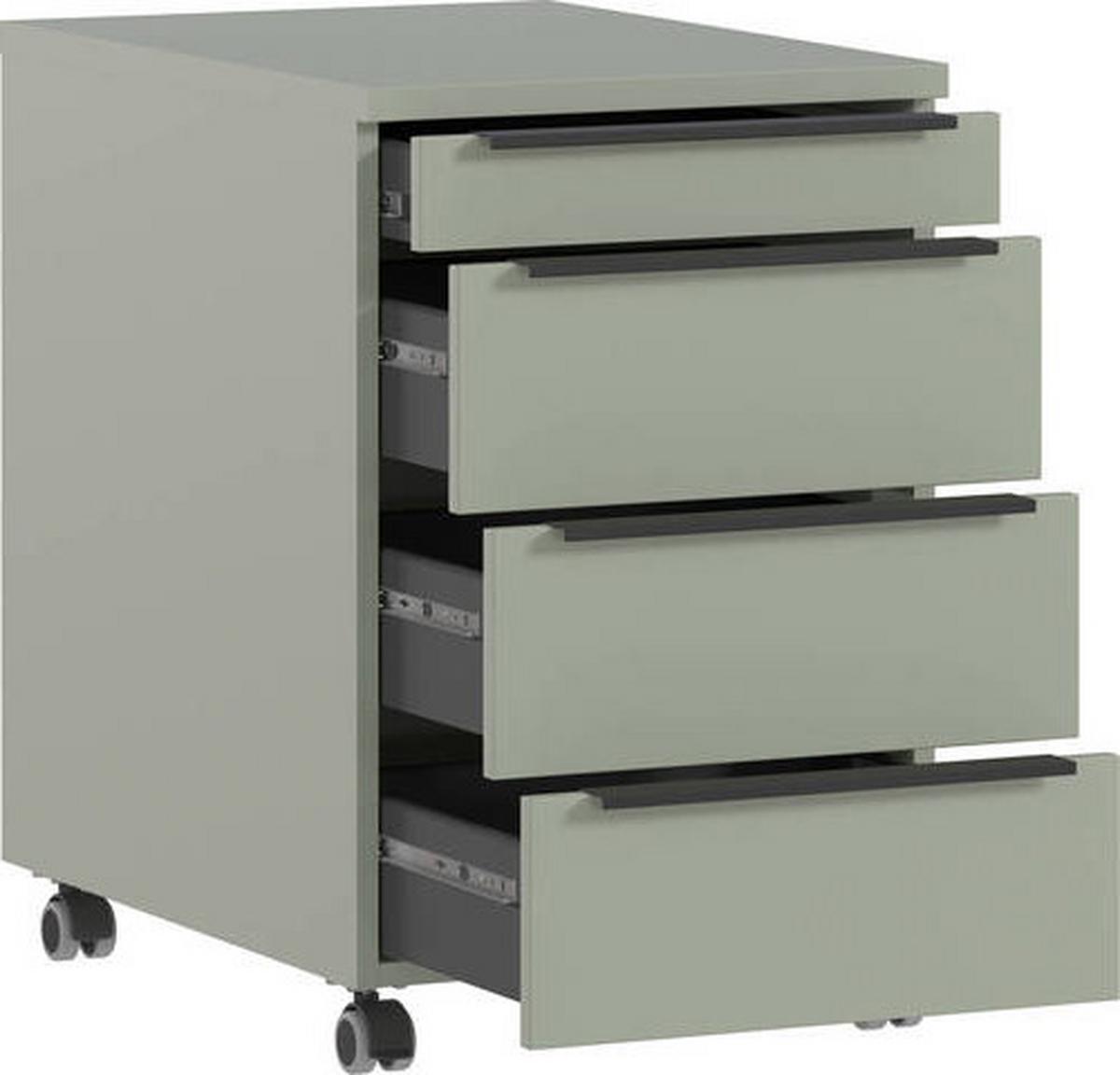 Rollcontainer Ribera Grün - Grün, Modern, Holzwerkstoff/Kunststoff (42/63/60cm) - Premium Living