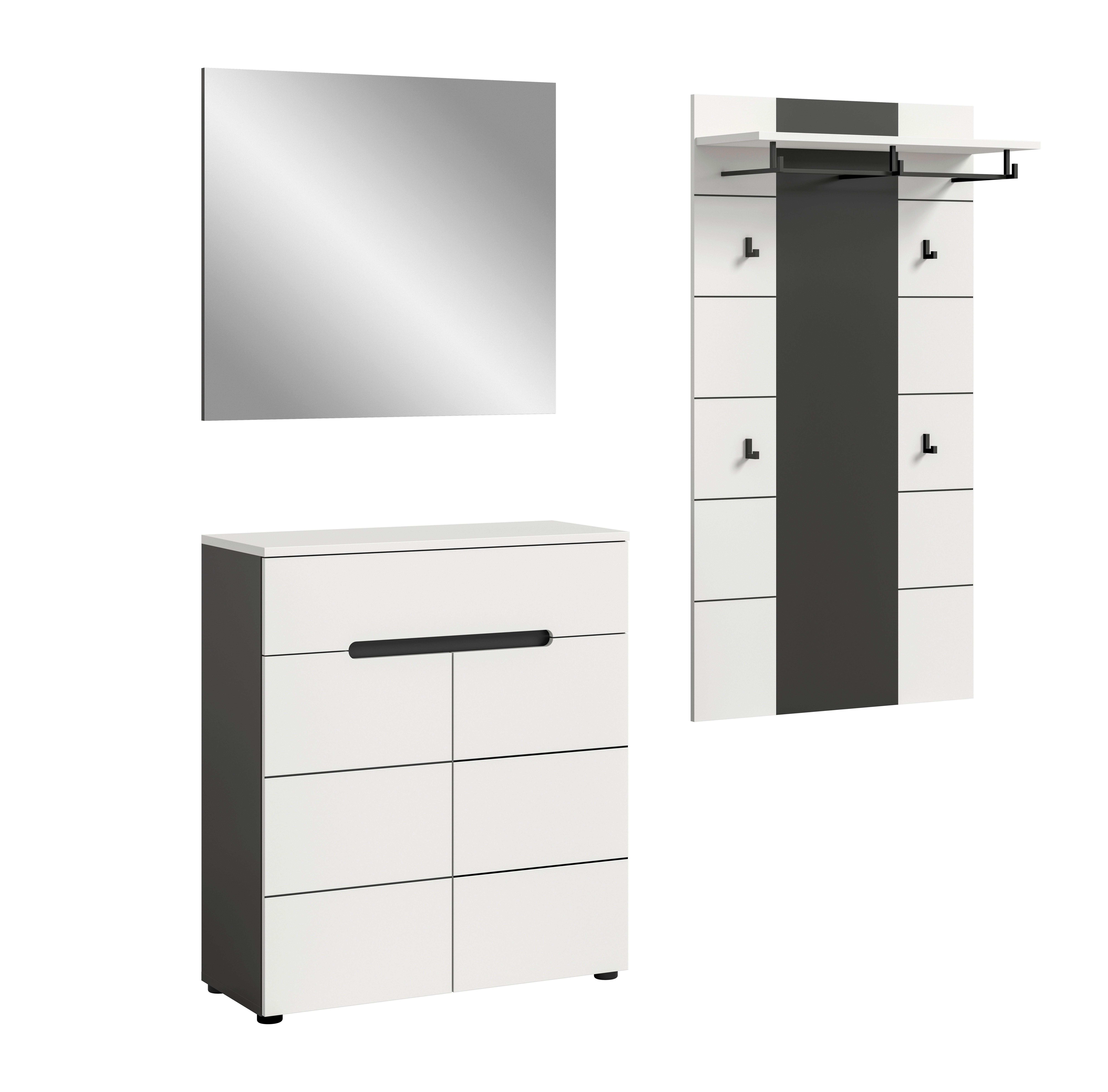 Predsoba Canu, Bela, Siva, 3-Delna - siva/bela, Design, leseni material (175/190/37cm) - Livetastic