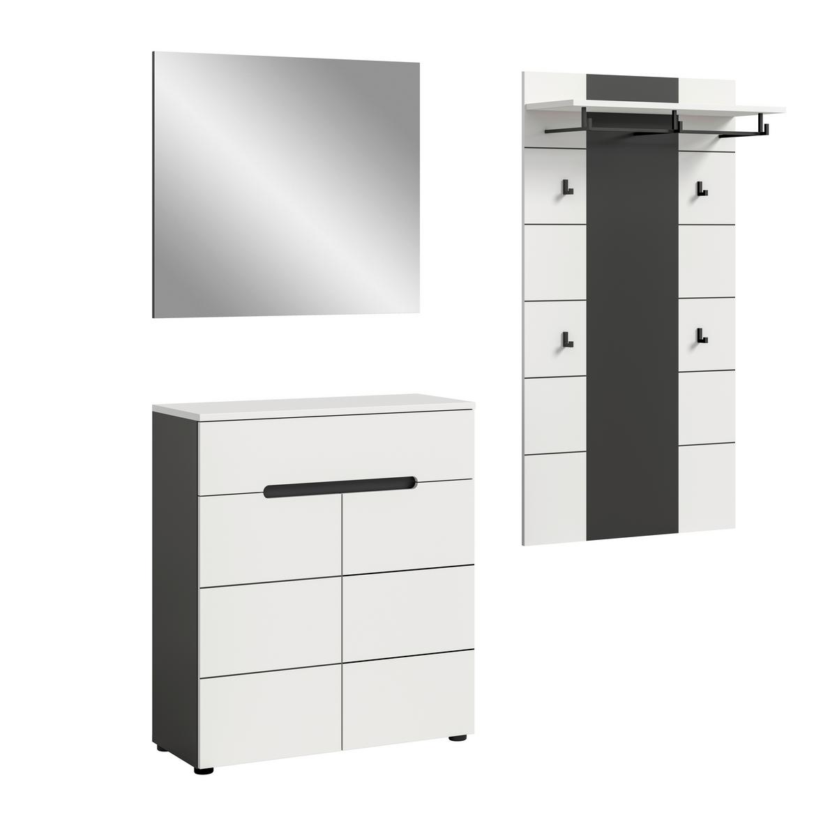 Predsoba Canu, Bela, Siva, 3-Delna - siva/bela, Design, leseni material (175/190/37cm) - Livetastic