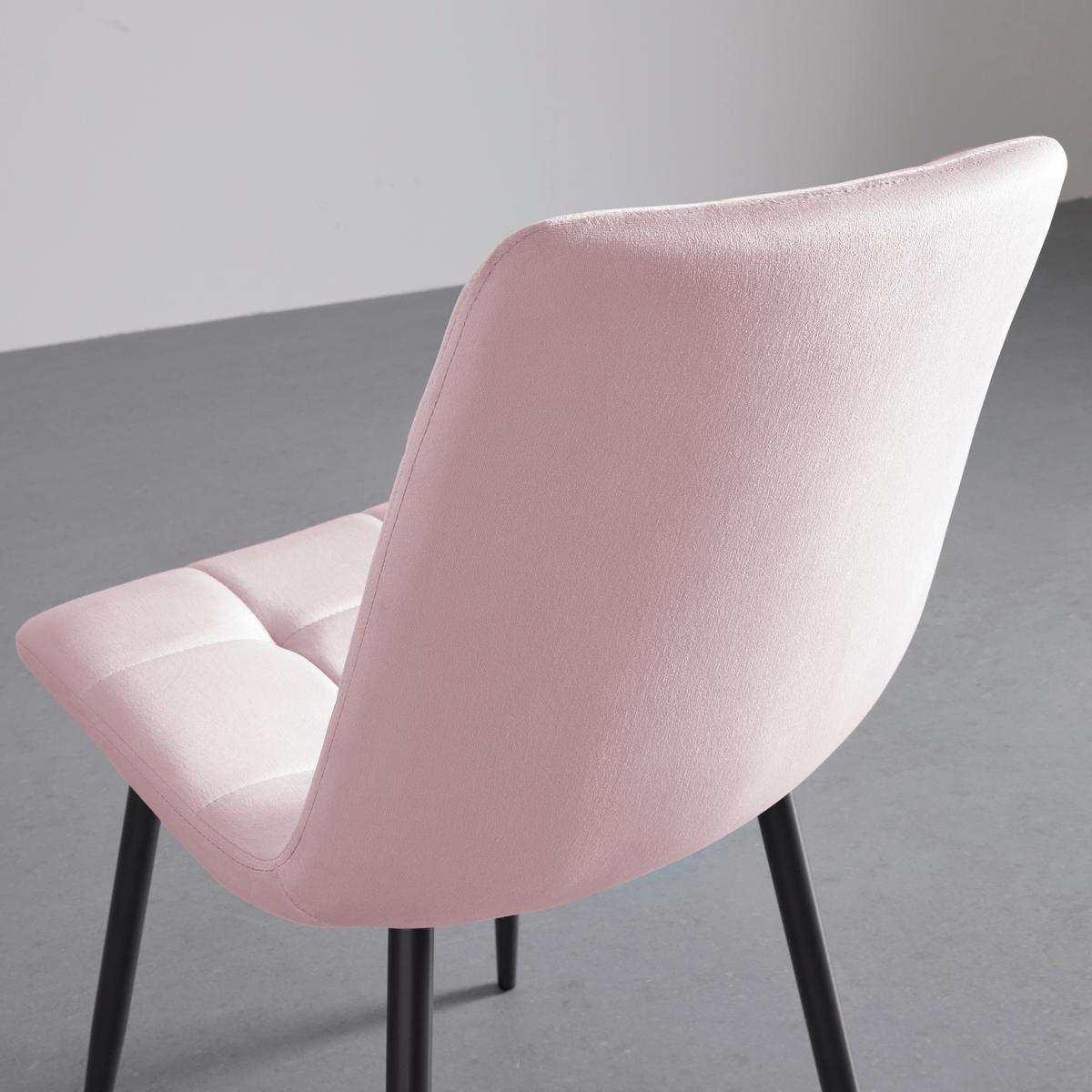 Stol Ria, Roza, Žamet - roza/črna, Moderno, kovina/tekstil (43,5/87/54cm) - Bessagi Home
