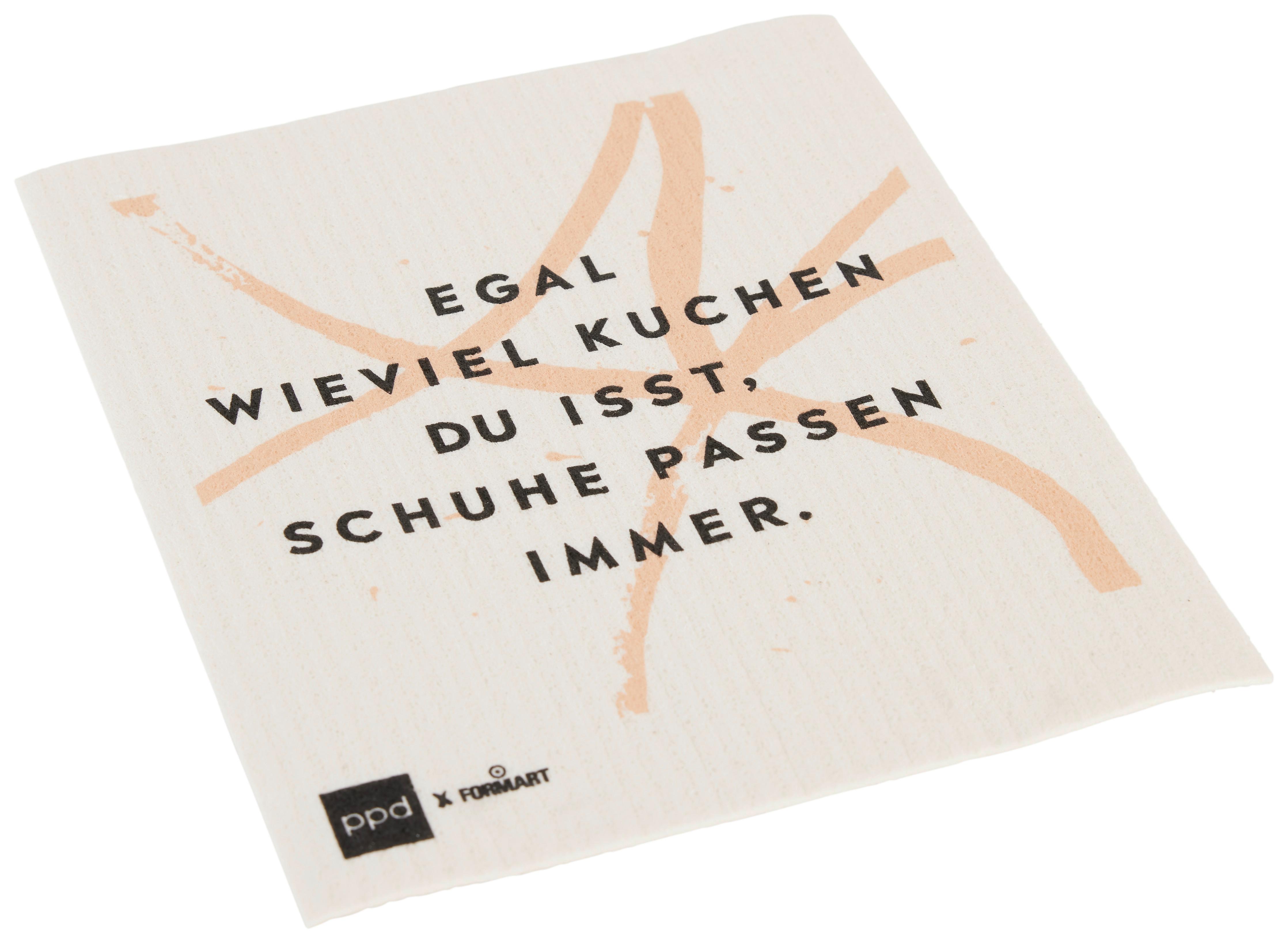 Schwammtuch Peter in Weiß/Schwarz - Schwarz/Orange, Textil (20/17cm)