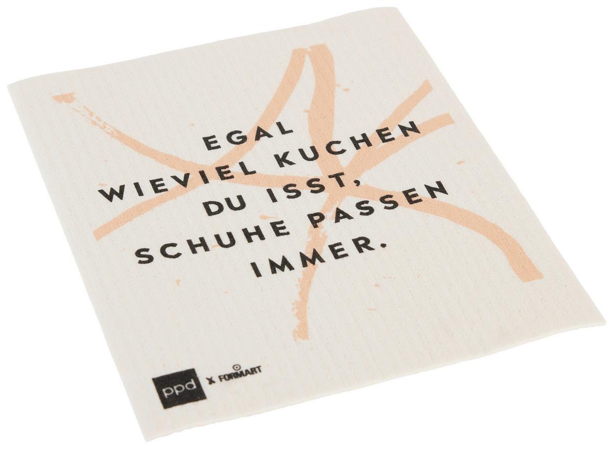 Schwammtuch Peter in Weiß/Schwarz - Schwarz/Orange, Textil (20/17cm)