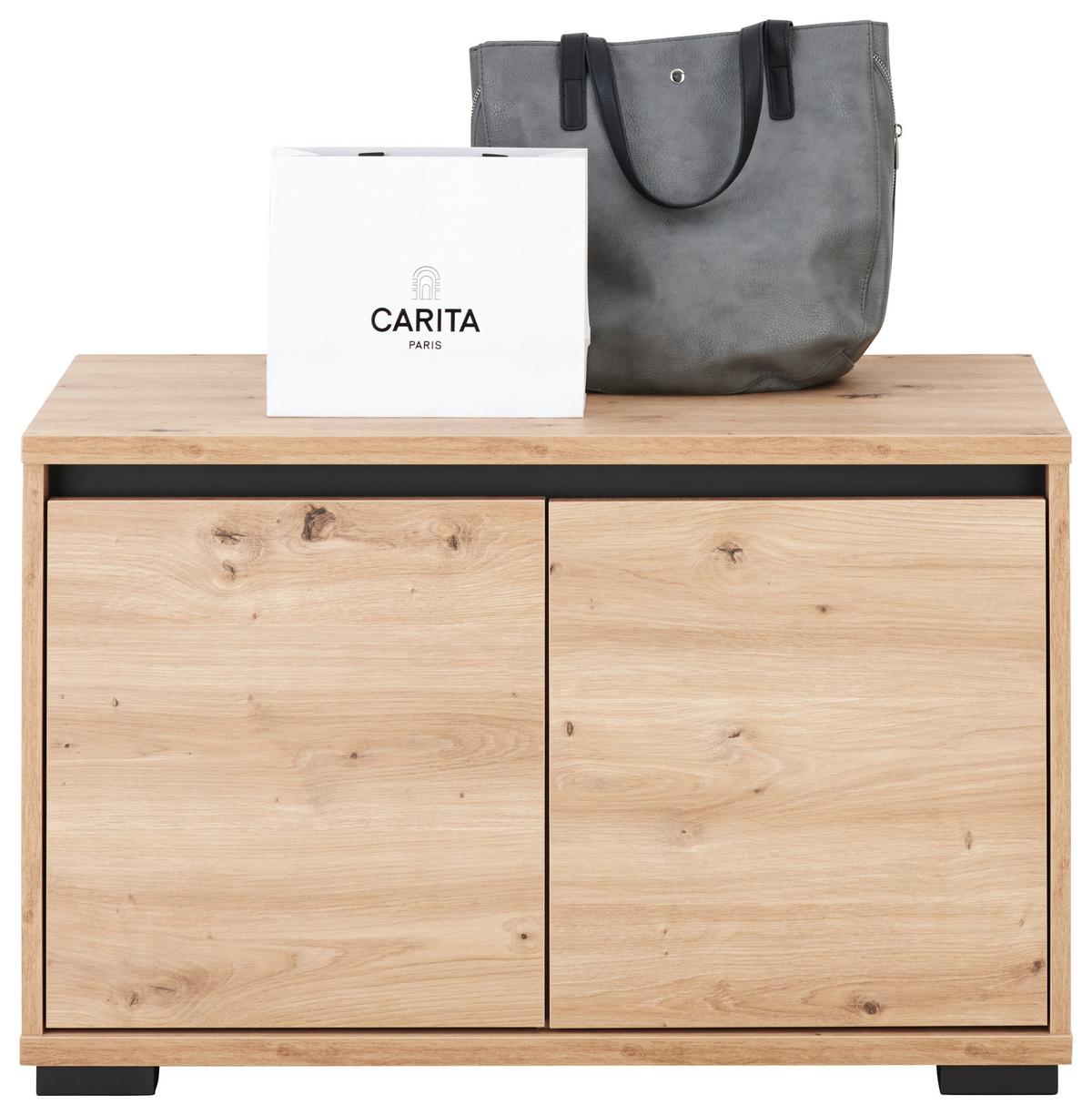 SIEDZISKO DO PRZEDPOKOJU LINE - antracytowy/dąb artisan, Modern, materiał drewnopochodny/tworzywo sztuczne (80/50/38cm) - Carryhome