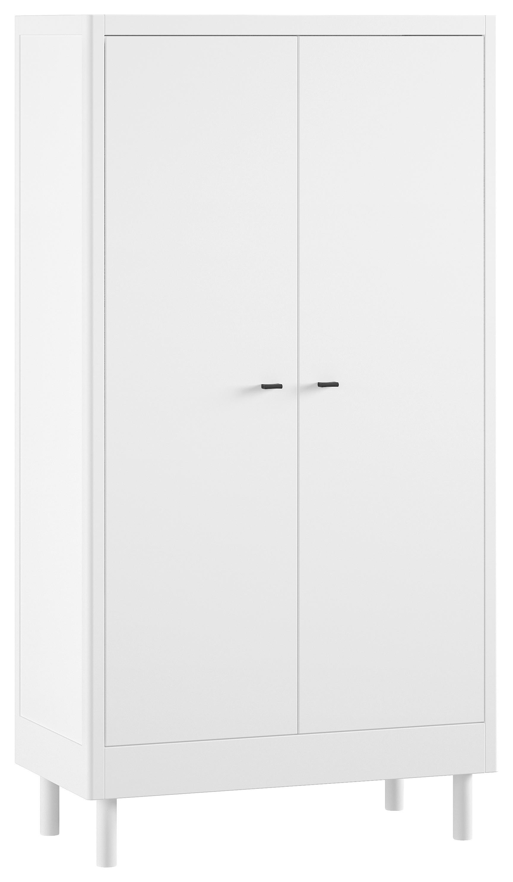 Drehtürenschrank FORREST Weiß ca.100x190x55cm Echtholz Buche - Schwarz/Weiß, MODERN, Holz/Metall (100/190/55cm) - Vipack