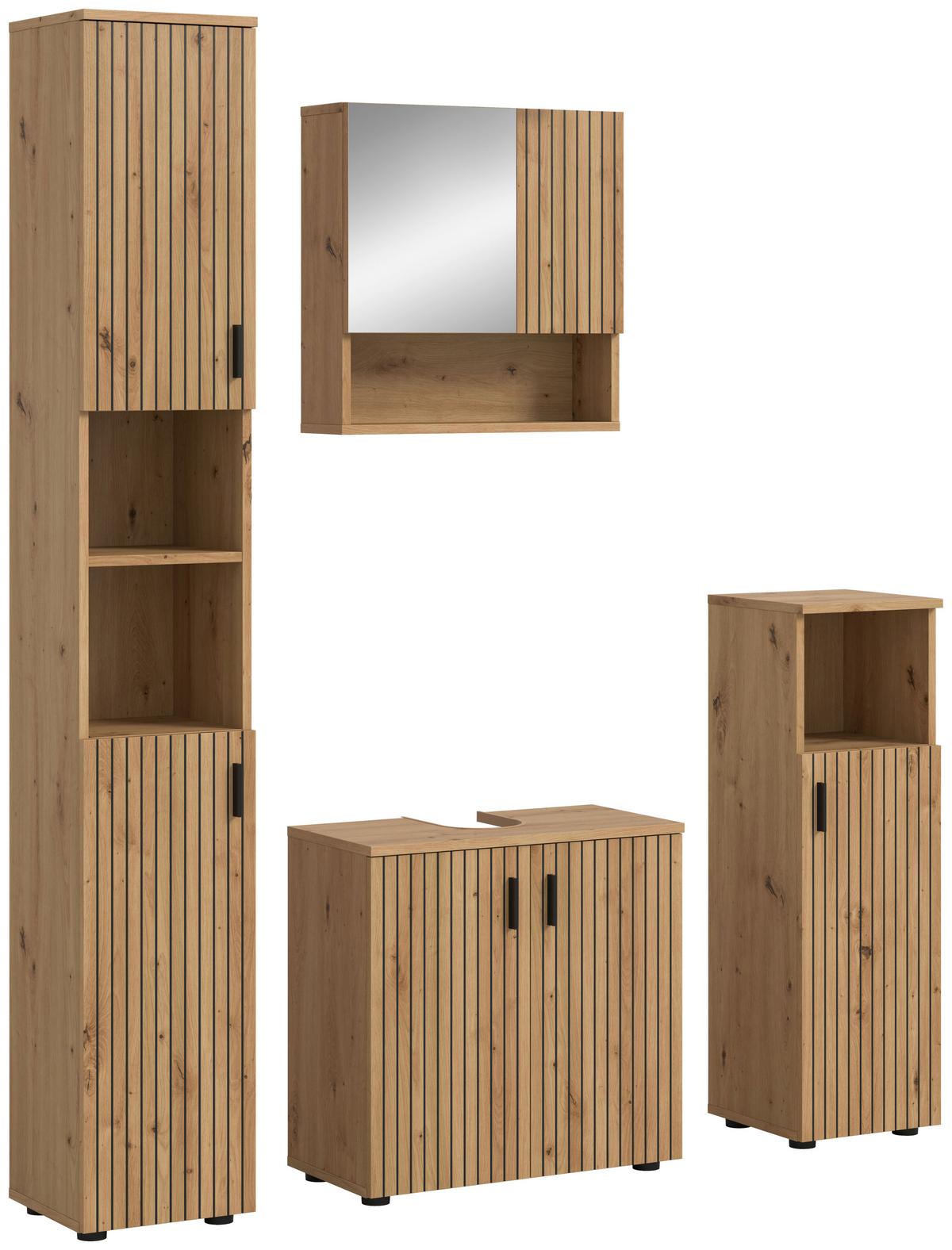 Kopalnica Mone, Barva Hrasta, 4-Delna - hrast artisan, Basics, umetna masa/leseni material (120cm) - MID.YOU