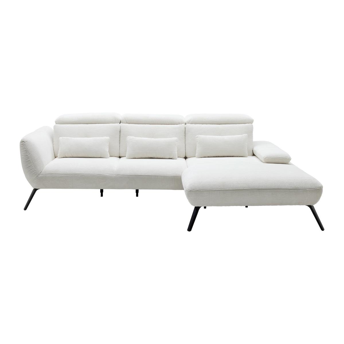 salon panoramique in Weiss - Weiss/Schwarz, Modern, Holzwerkstoff/Textil (301/196cm) - Premium Living