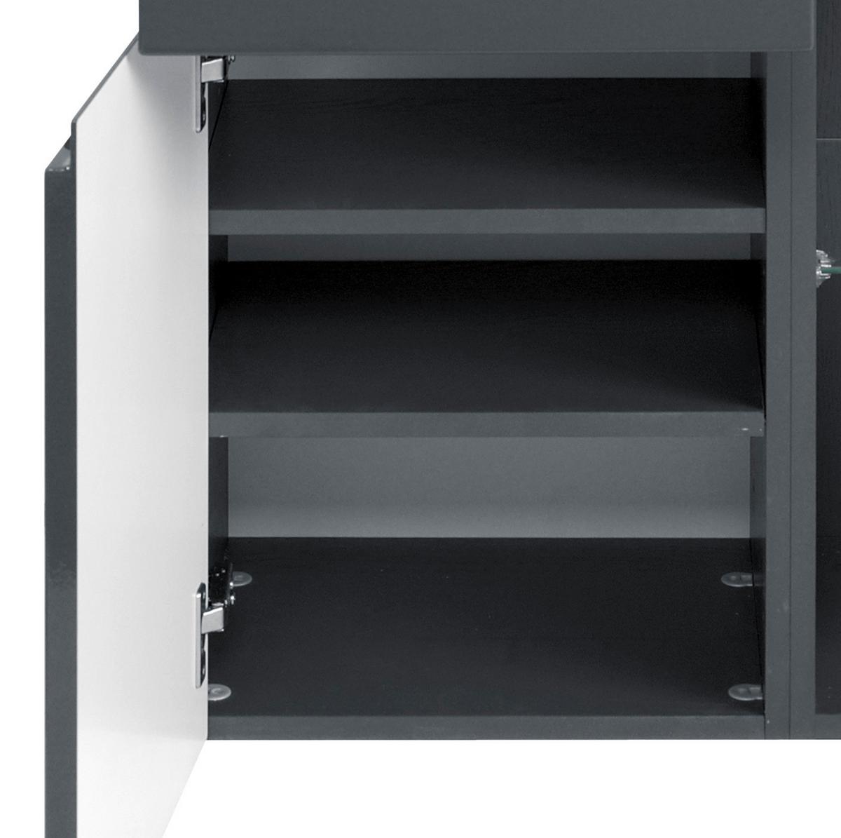 Midischrank in Grau 'Cardiff' - Graphitfarben, Design, Holzwerkstoff (65/130/35cm) - Held