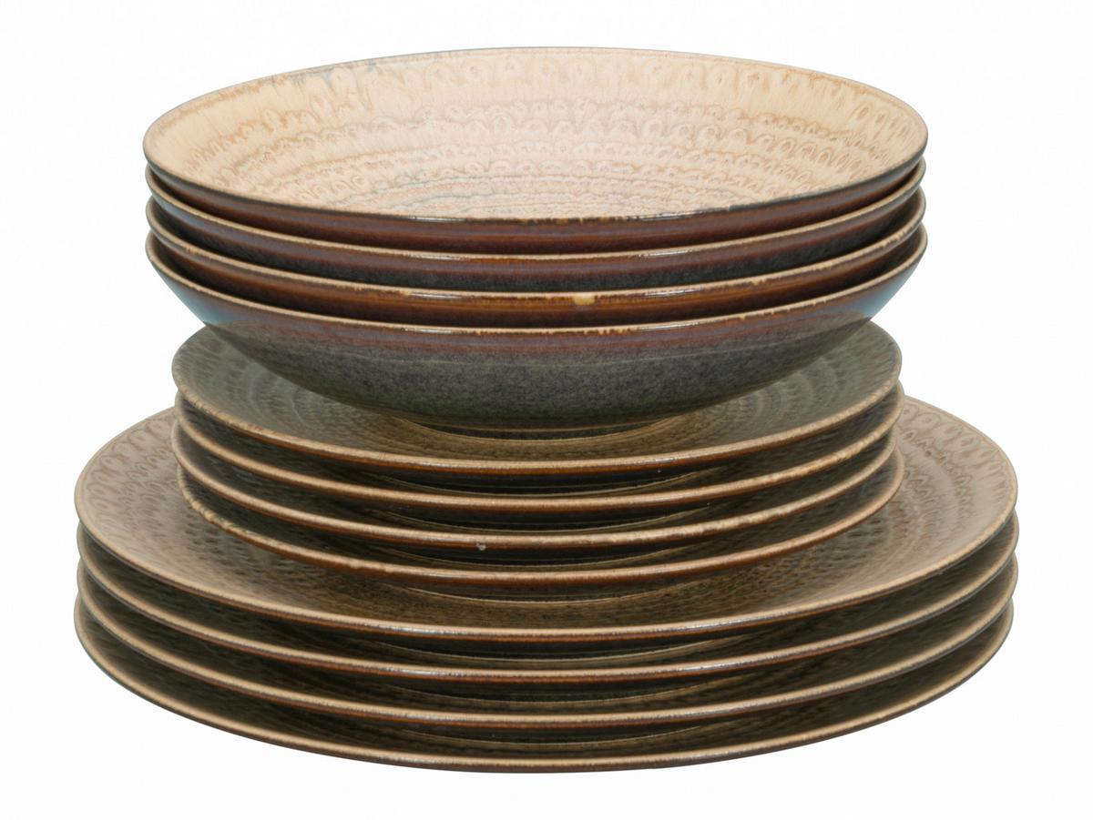 Jedilni Servis Neapel Sand, 12-Delni - rjava/peščene barve, Basics, keramika - Creatable