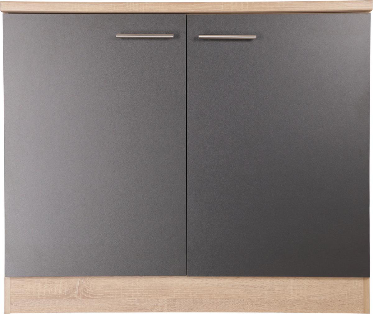 Spodnja Omarica Za Korito Merle, Barva Hrasta, Siva - srebrne barve/siva, Basics, kovina/leseni material (100/84,8/60cm) - Respekta