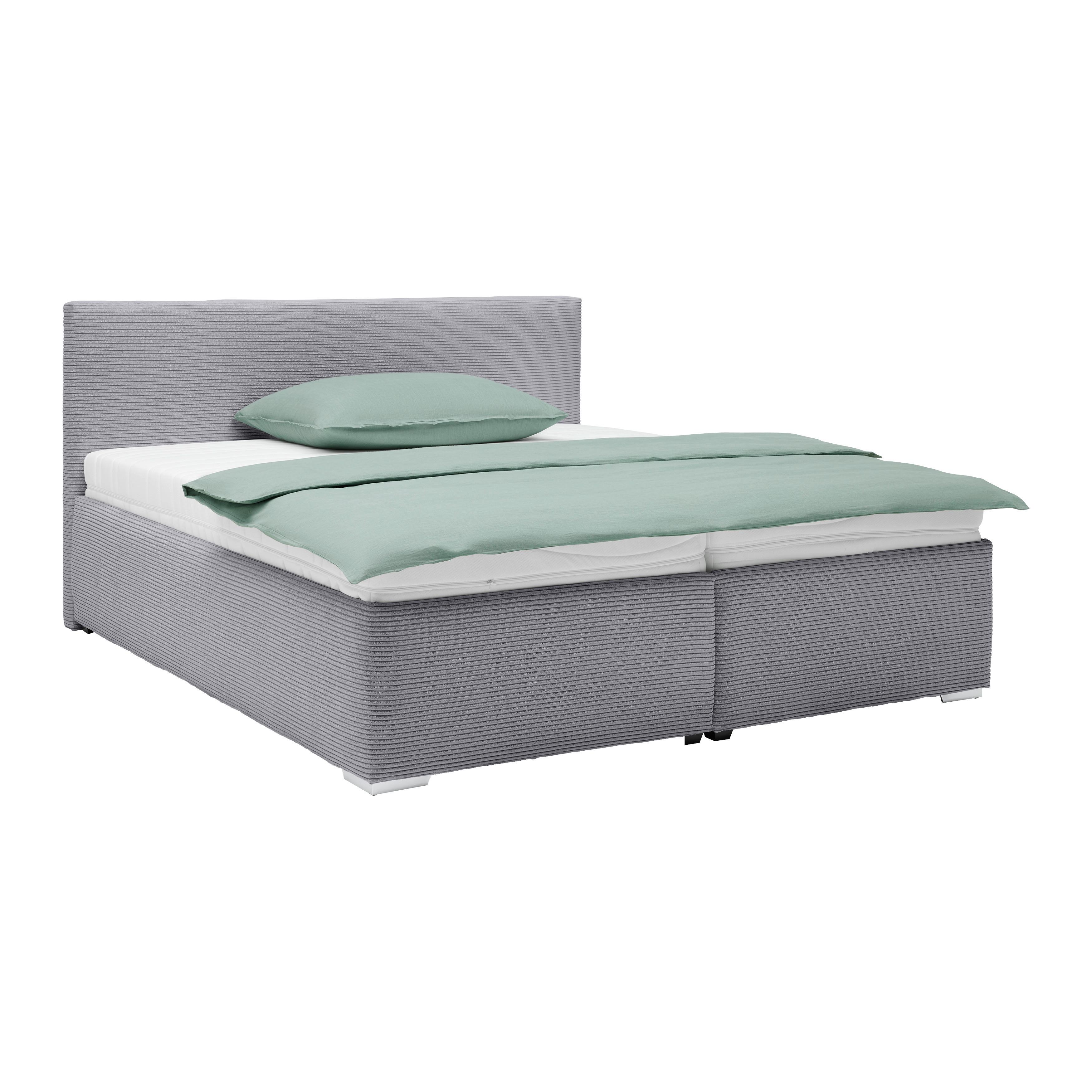 Polsterbett Lesia Dunkelgrau ca. 180x200cm - Chromfarben/Dunkelgrau, KONVENTIONELL, Holzwerkstoff/Kunststoff (180/200cm) - Mömax