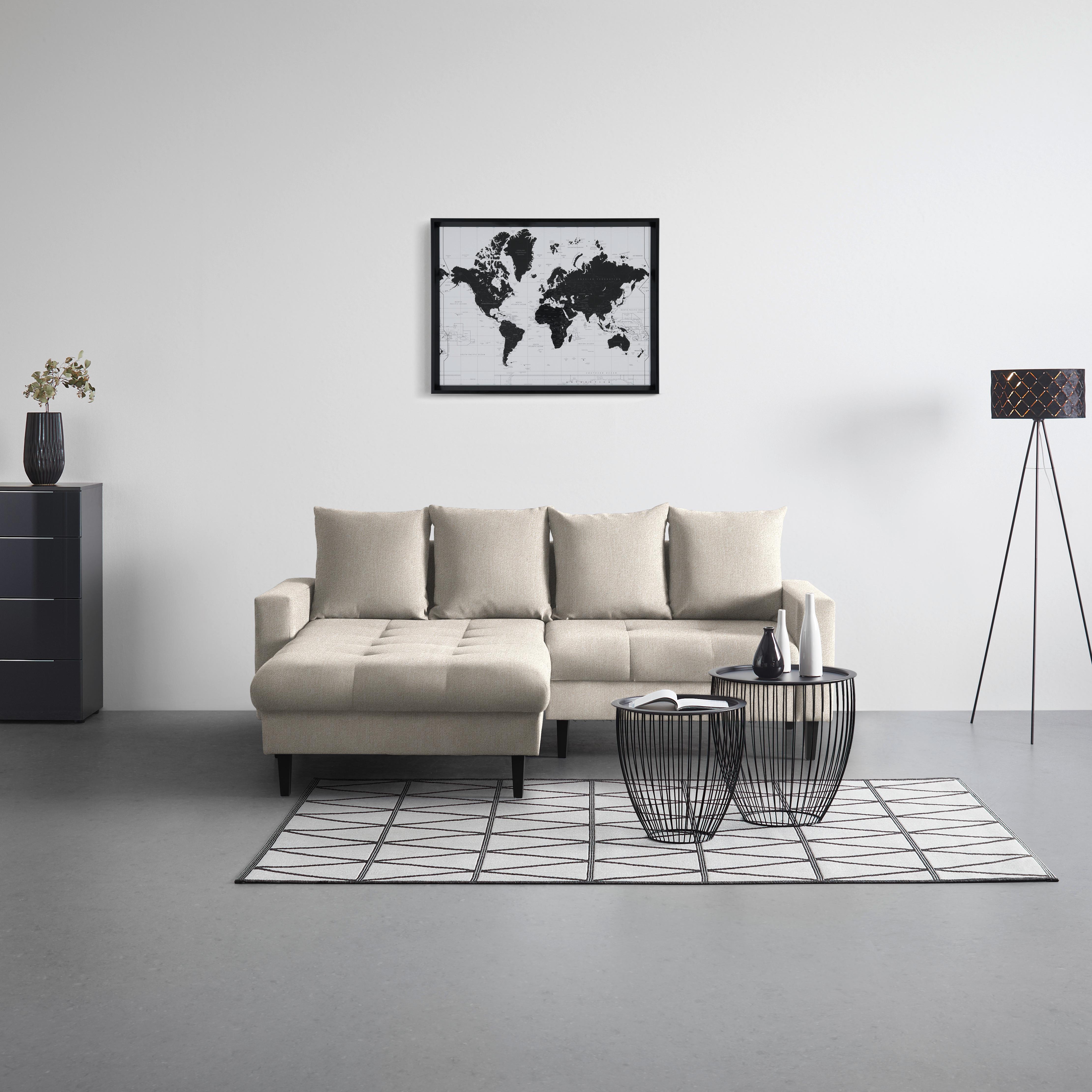 Ecksofa Boston Beige - Beige/Schwarz, KONVENTIONELL, Holz/Textil (215/92/160cm) - Based