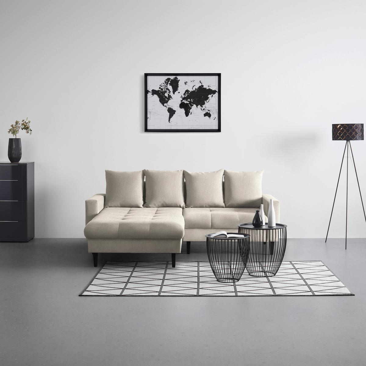 Ecksofa Boston Beige - Beige/Schwarz, Konventionell, Holz/Textil (215/92/160cm) - Based