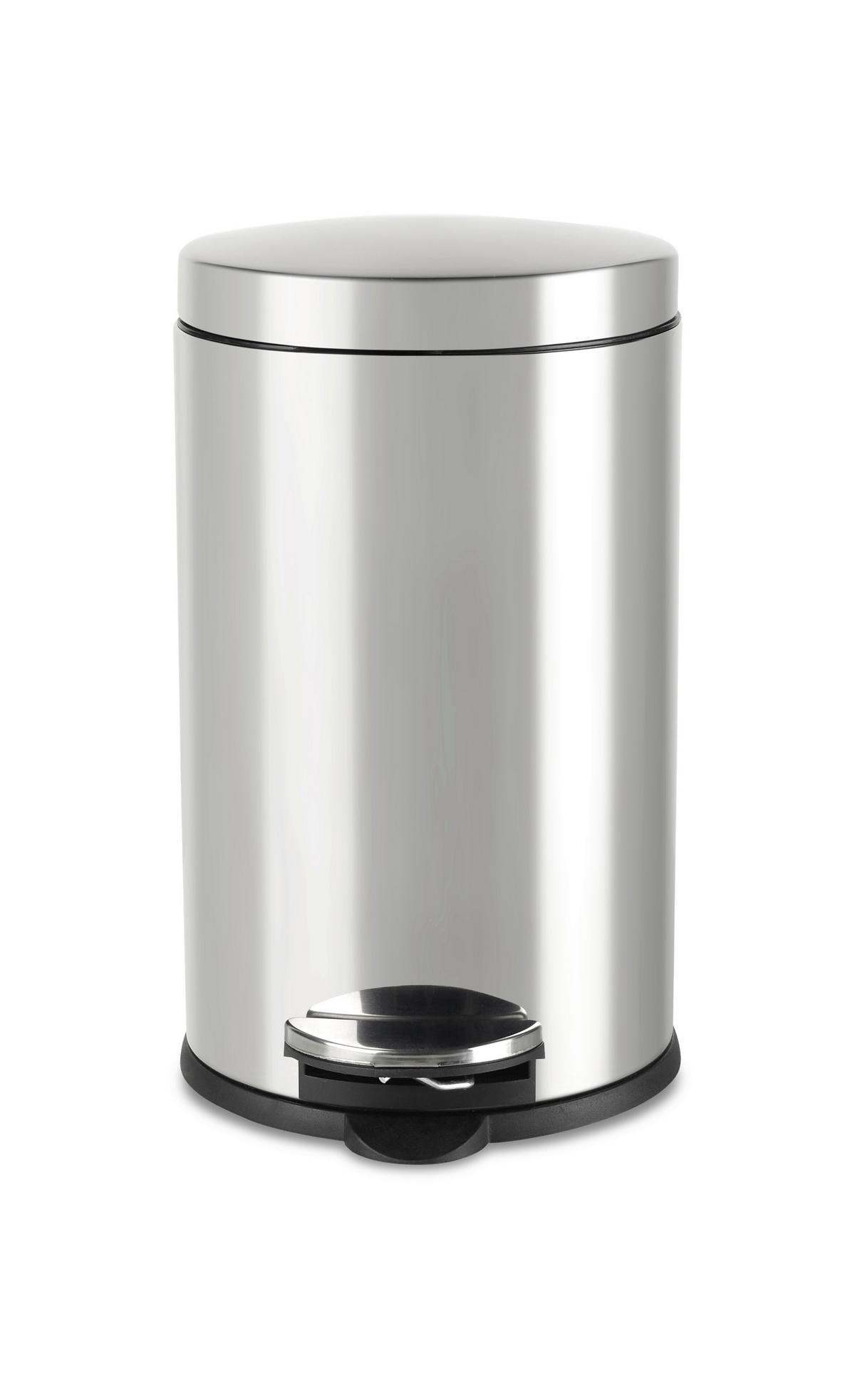 Treteimer James aus Edelstahl ca. 20l - Chromfarben/Schwarz, Konventionell, Kunststoff/Metall (29/47,5cm) - Modern Living